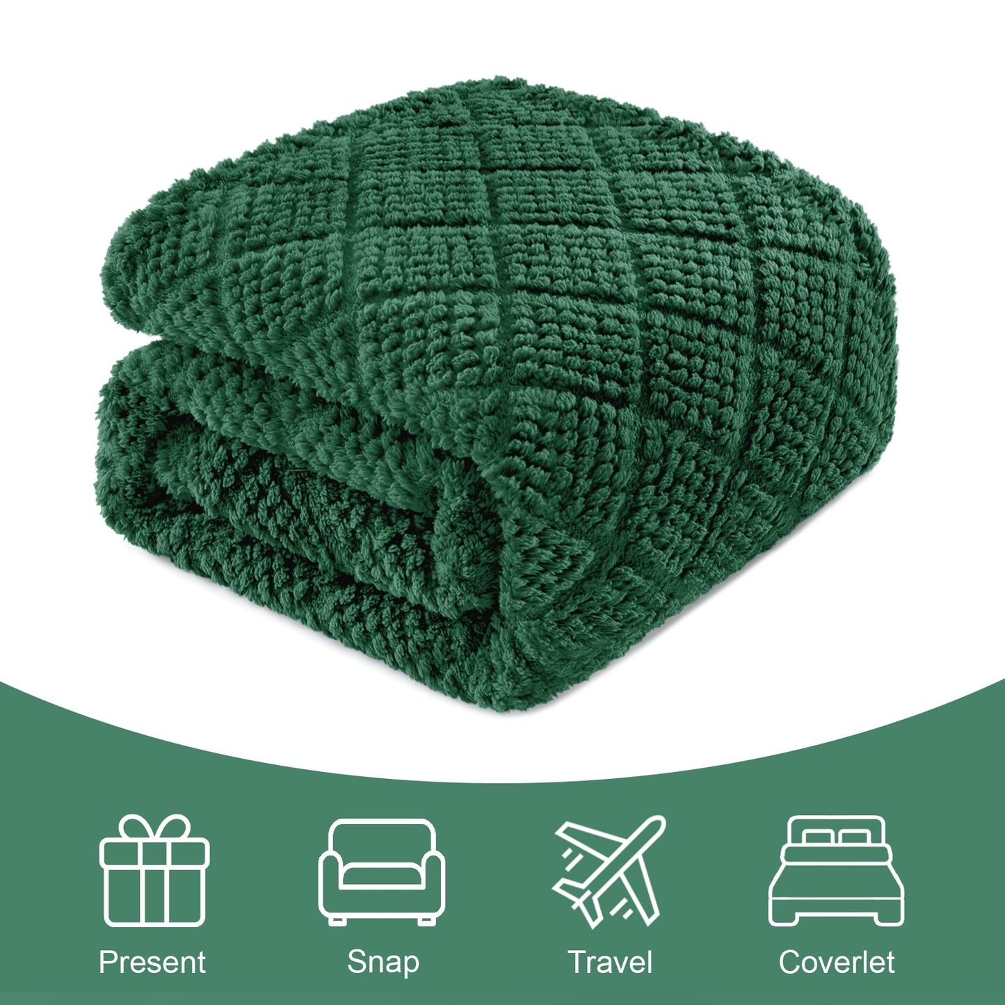 Lightweight Warm Fuzzy Fleece Throw Blanket for Couch, Bed, Soft Fluffy Jacquard Waffle Blankets for All Season, Lightweight and Warm,... - Luxury Knitted Decorative Throw Blanket with Fringes Detail