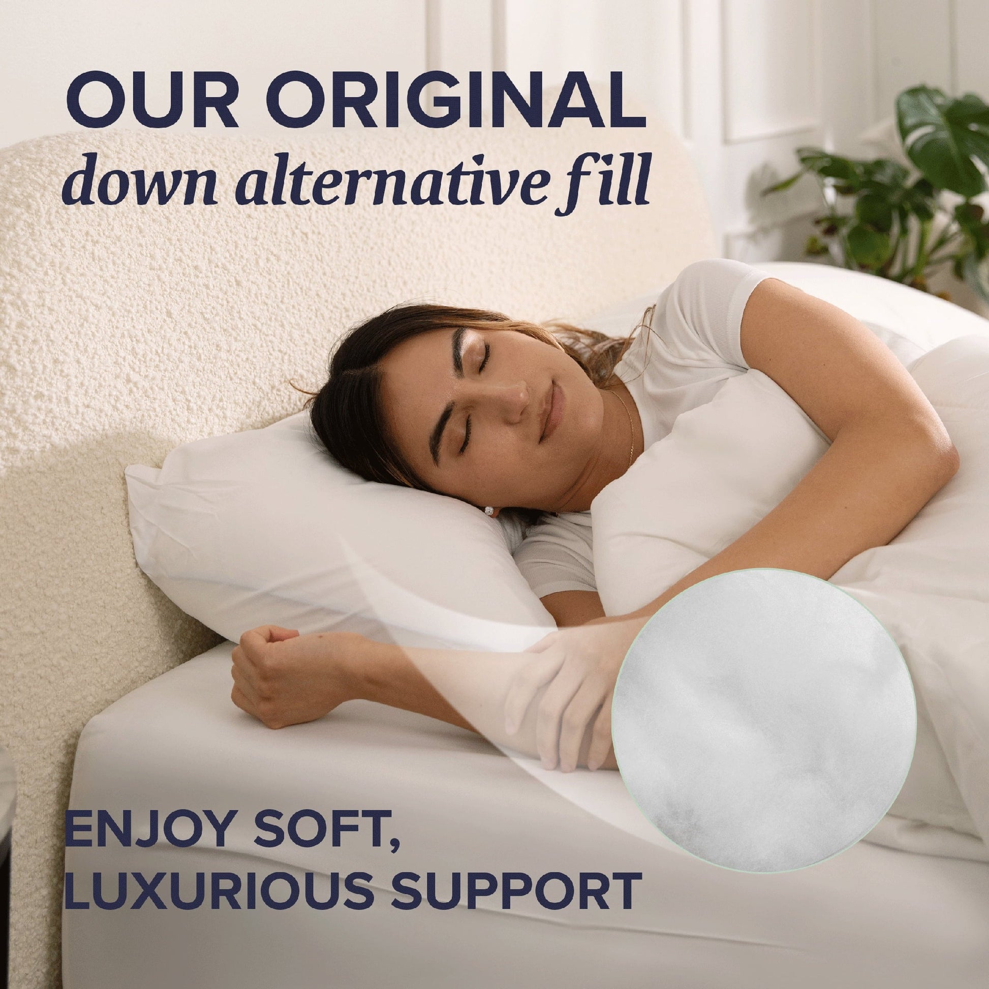 Fluffy Shredded Customizable Down Alternative Queen Pillow 1 Pack, Adult - Hotel Quality Plush Sleeping Pillows Detail