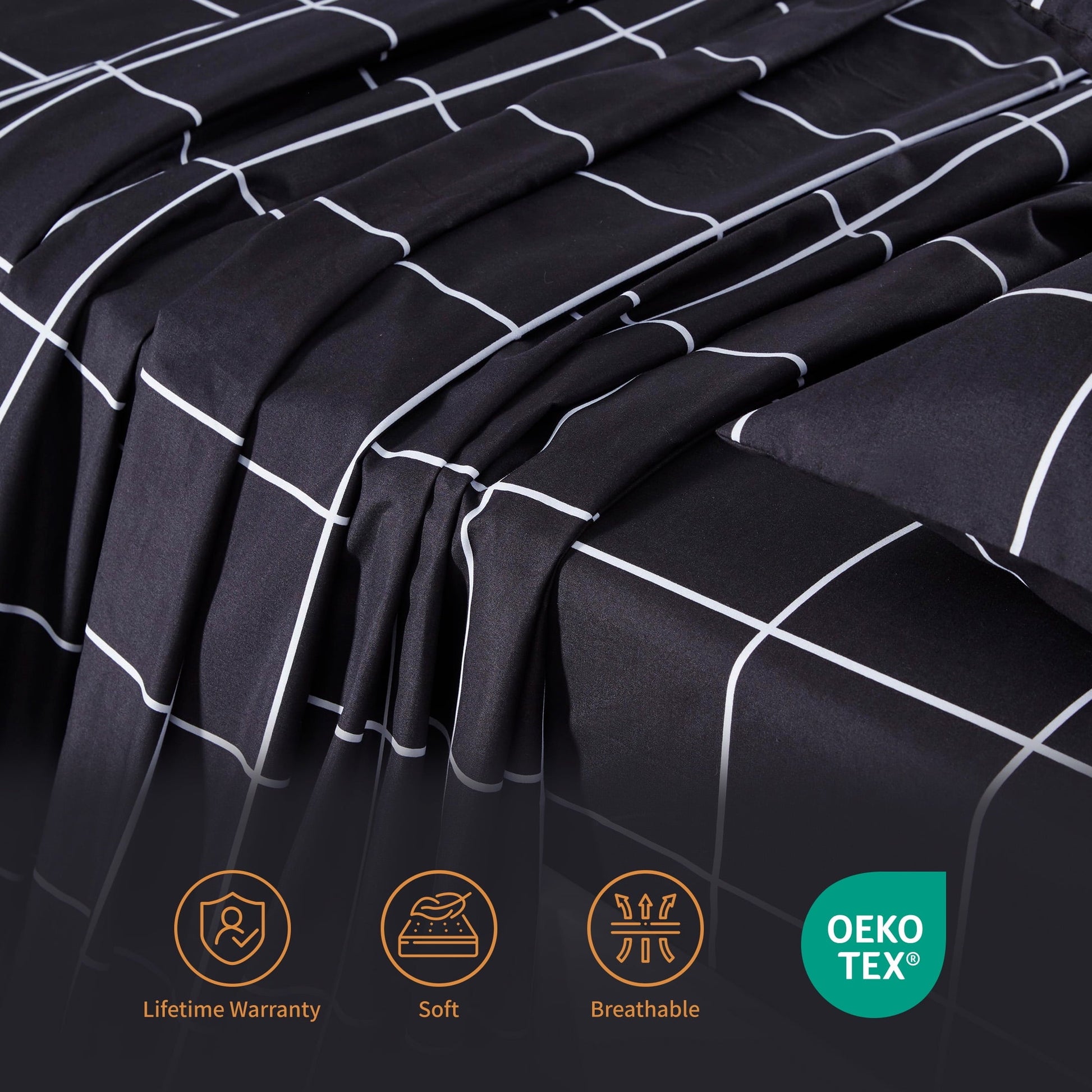 Premium Egyptian Cotton Full Bed Sheet Set, 4 Pieces Breathable & Super Soft, Easy Care Printed Microfiber with Deep Pocket & Envelope Closur... - Breathable Egyptian Cotton Flat & Fitted Sheets Detail