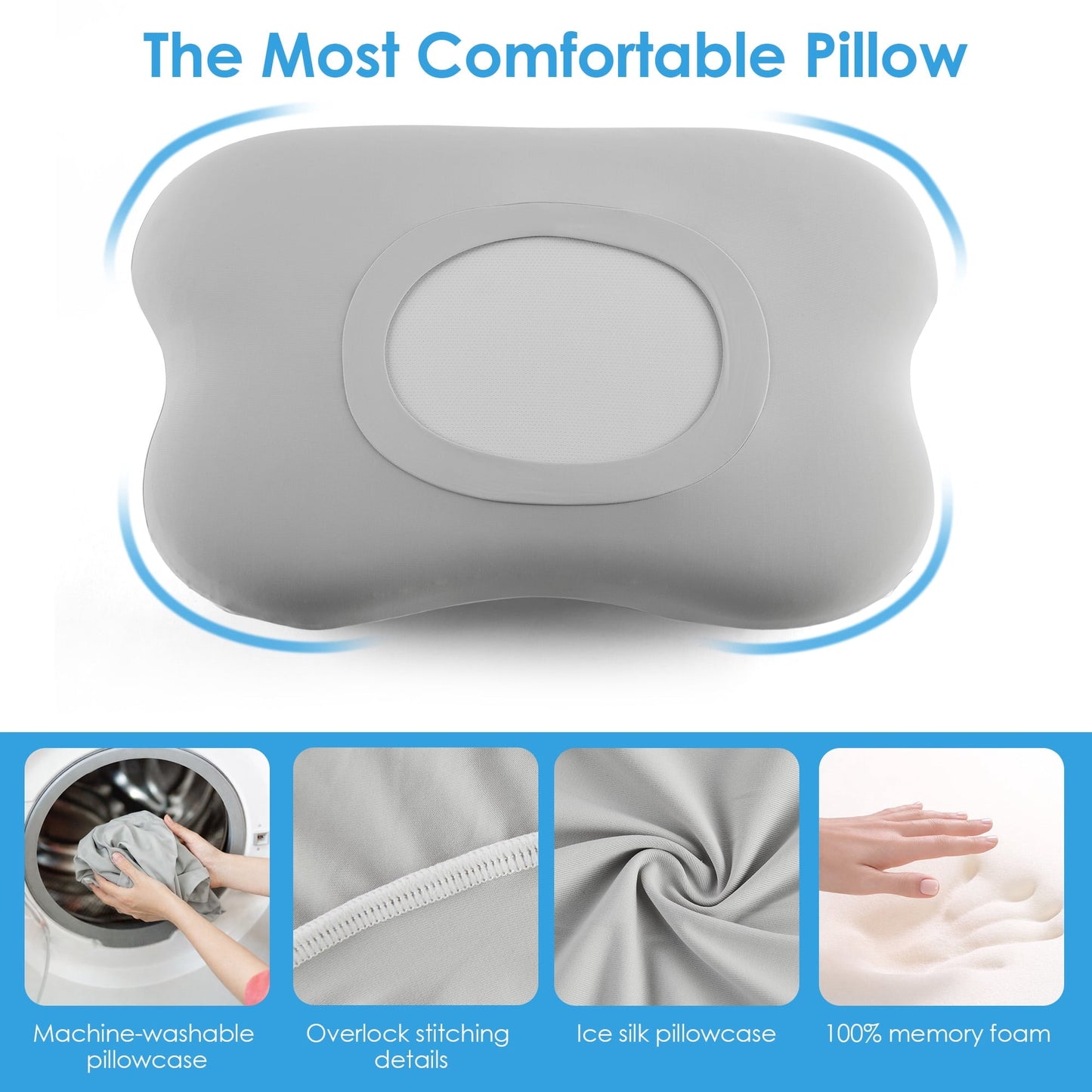 Hotel Collection Cervical Pillow Orthopedic Cervical Pillow for Neck Pain Relief, Memory Foam Bed Pillow with Pillowcase, Contour Bed ... - Decorative Throw Pillow Cushion for Sofa & Bed Detail
