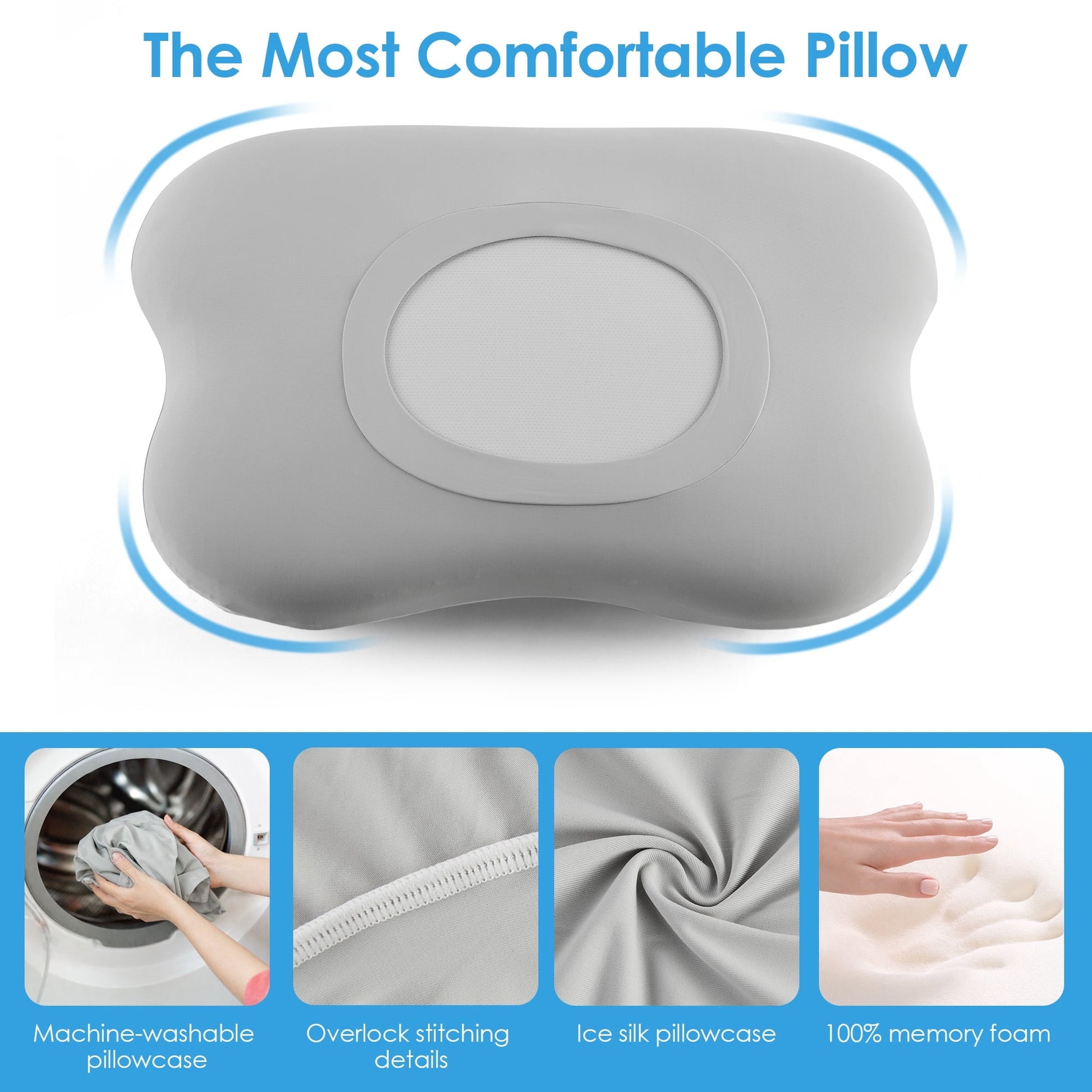 Hotel Collection Cervical Pillow Orthopedic Cervical Pillow for Neck Pain Relief, Memory Foam Bed Pillow with Pillowcase, Contour Bed ... - Decorative Throw Pillow Cushion for Sofa & Bed Detail