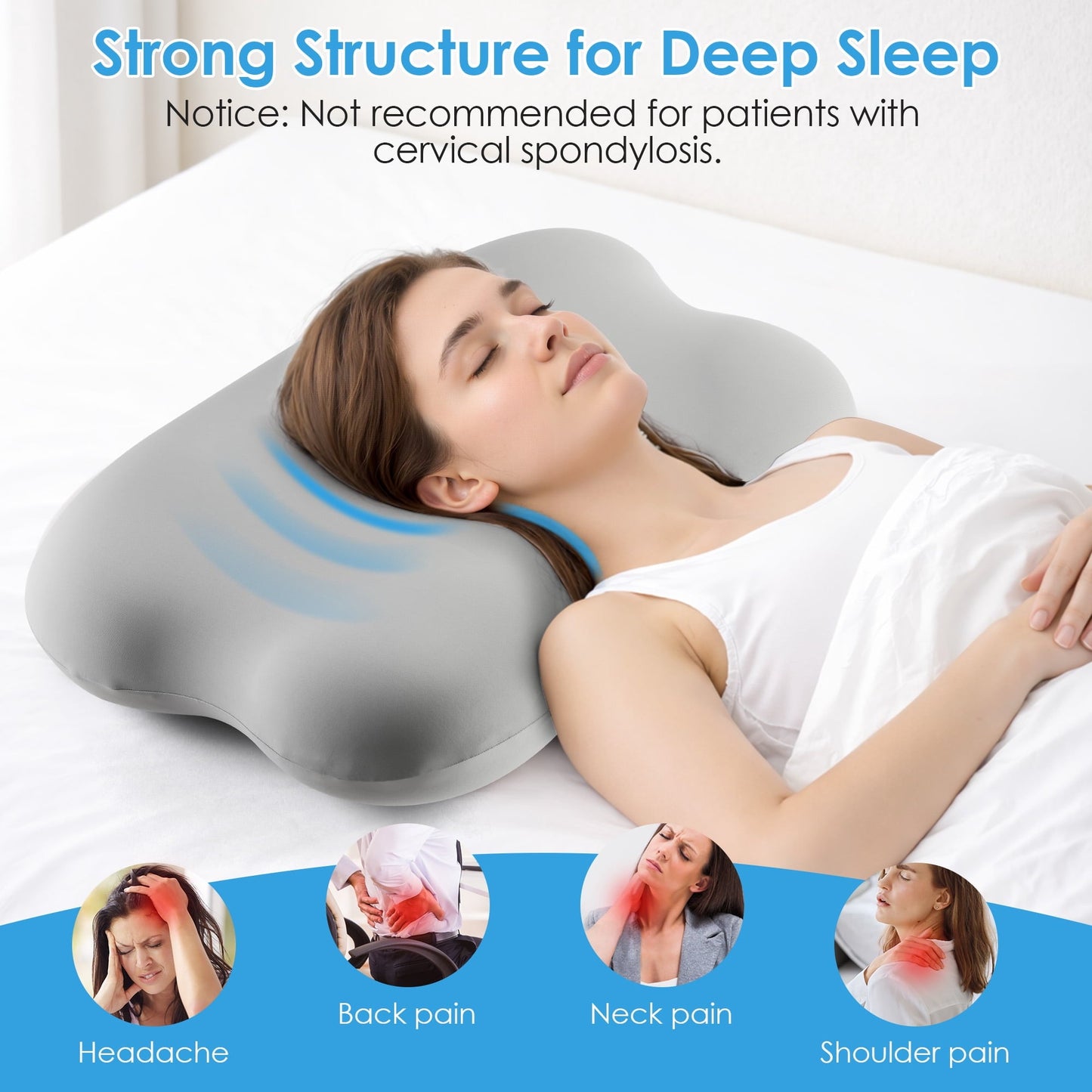 Hotel Collection Cervical Pillow Orthopedic Cervical Pillow for Neck Pain Relief, Memory Foam Bed Pillow with Pillowcase, Contour Bed ... - Decorative Throw Pillow Cushion for Sofa & Bed Detail