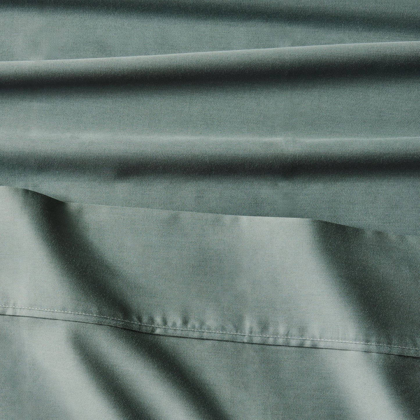 Premium Egyptian Cotton 4-Piece 300 Thread Count Green Ash Cotton Sateen Bed Sheet Set, Cali King - Breathable Egyptian Cotton Flat & Fitted Sheets Detail