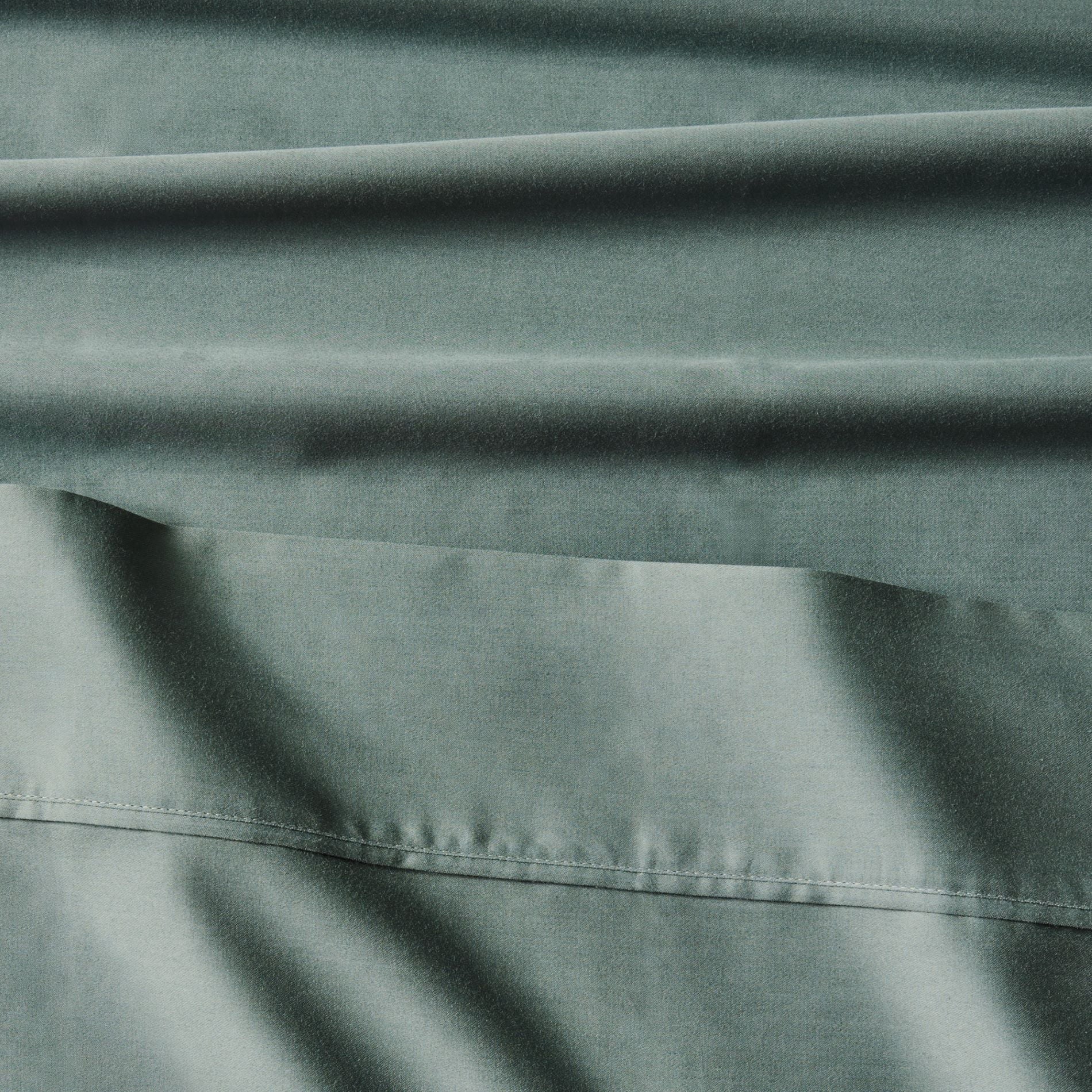 Premium Egyptian Cotton 4-Piece 300 Thread Count Green Ash Cotton Sateen Bed Sheet Set, Cali King - Breathable Egyptian Cotton Flat & Fitted Sheets Detail