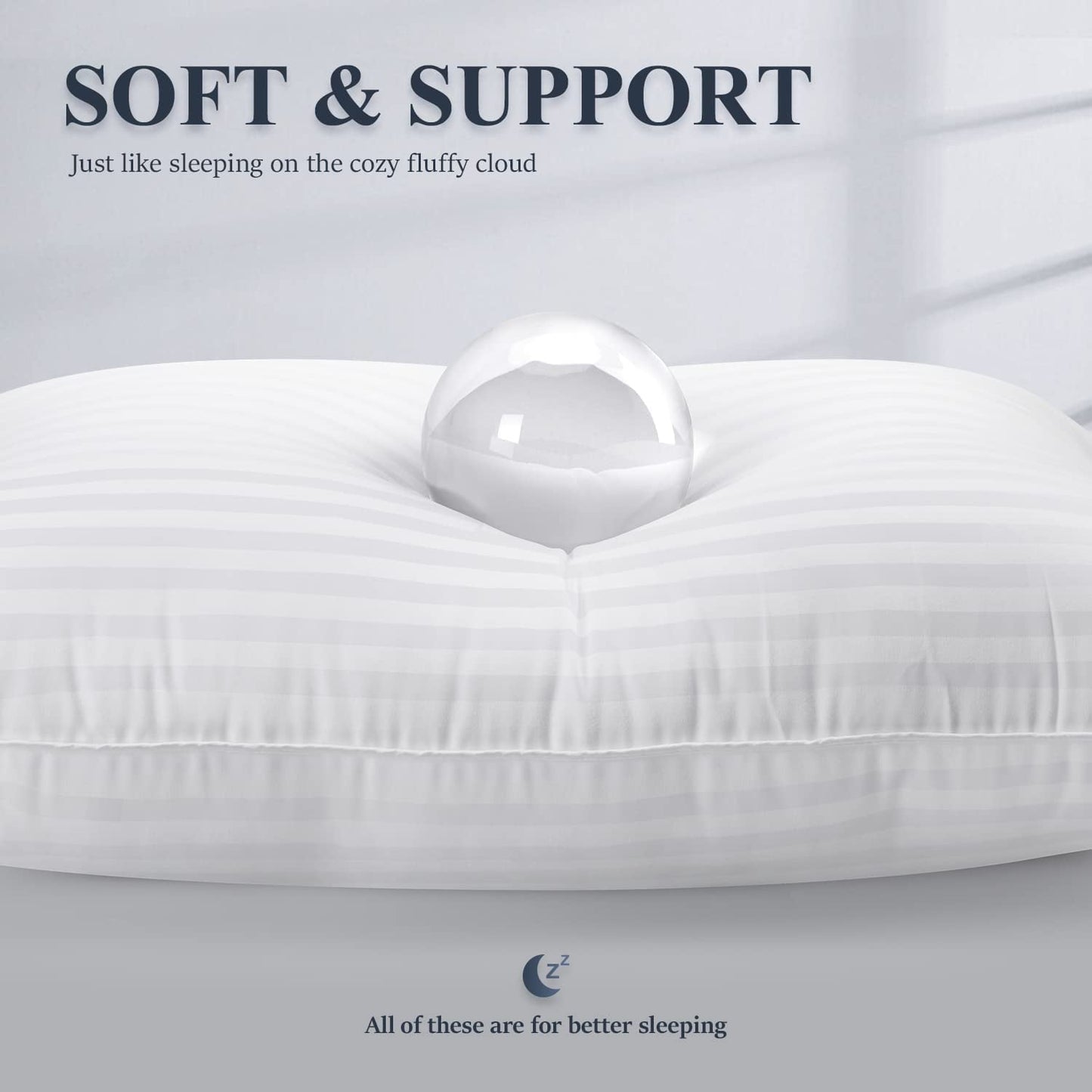 Hotel Collection Bed Pillows 2-Pack Queen Size Luxury Hotel Pillow for Side and Back Sleeper Pillows for Bed with Cooling Cover - Decorative Throw Pillow Cushion for Sofa & Bed Detail
