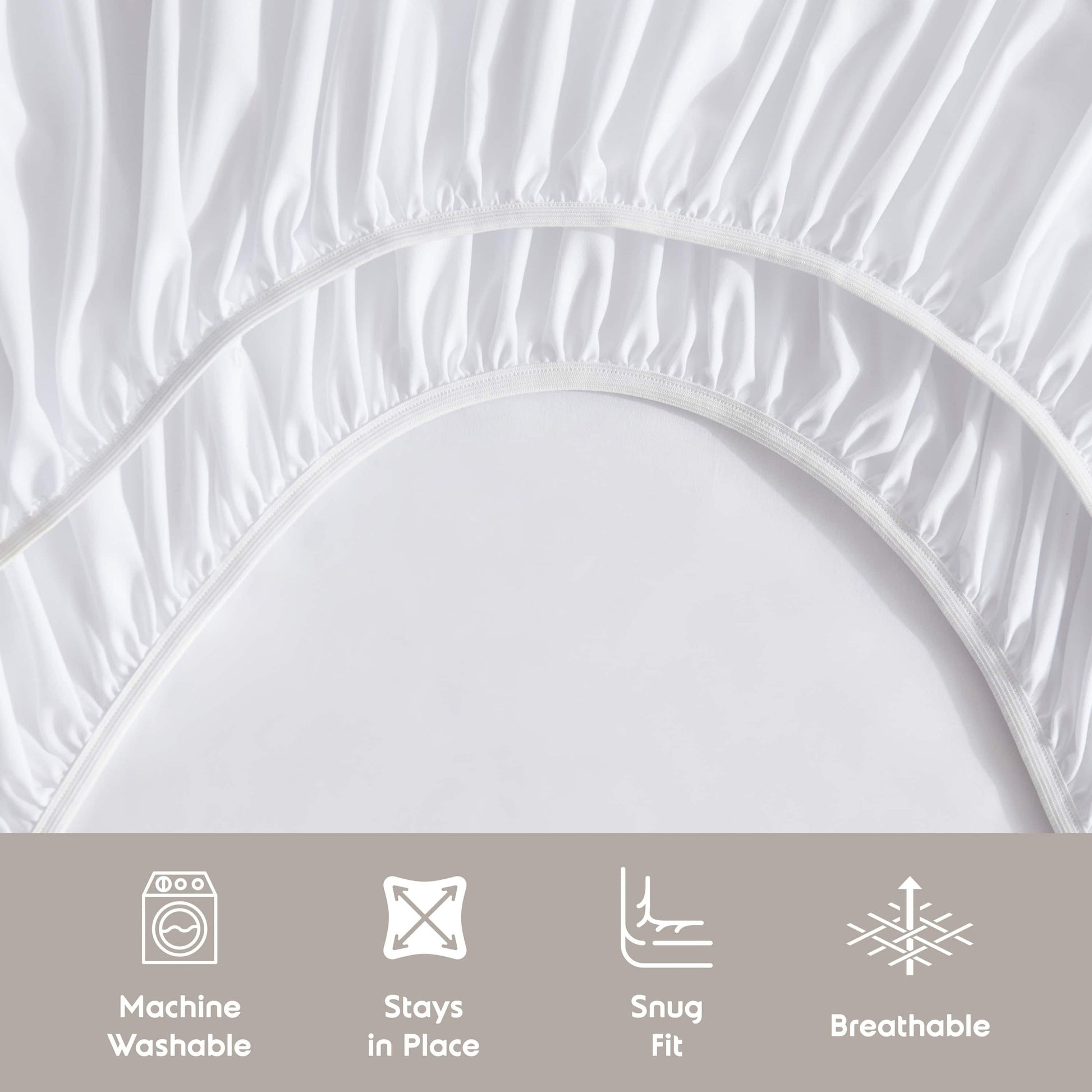 Cooling Sateen Set, Hotel Style Deep Pocket 4 Piece Bed , Luxury Soft Microfiber Sheet Sets, White - Luxury Bed Sheet Set with Deep Pockets Detail