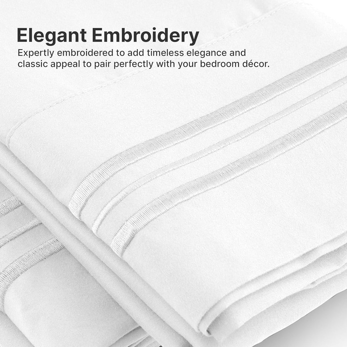 Wrinkle-Resistant 6-Piece Extra Deep Pocket Sheet Set With Extra Matching Pillowcases - King Size Bed Sheets Fits 18"-24" Ma... - Breathable Egyptian Cotton Flat & Fitted Sheets Detail