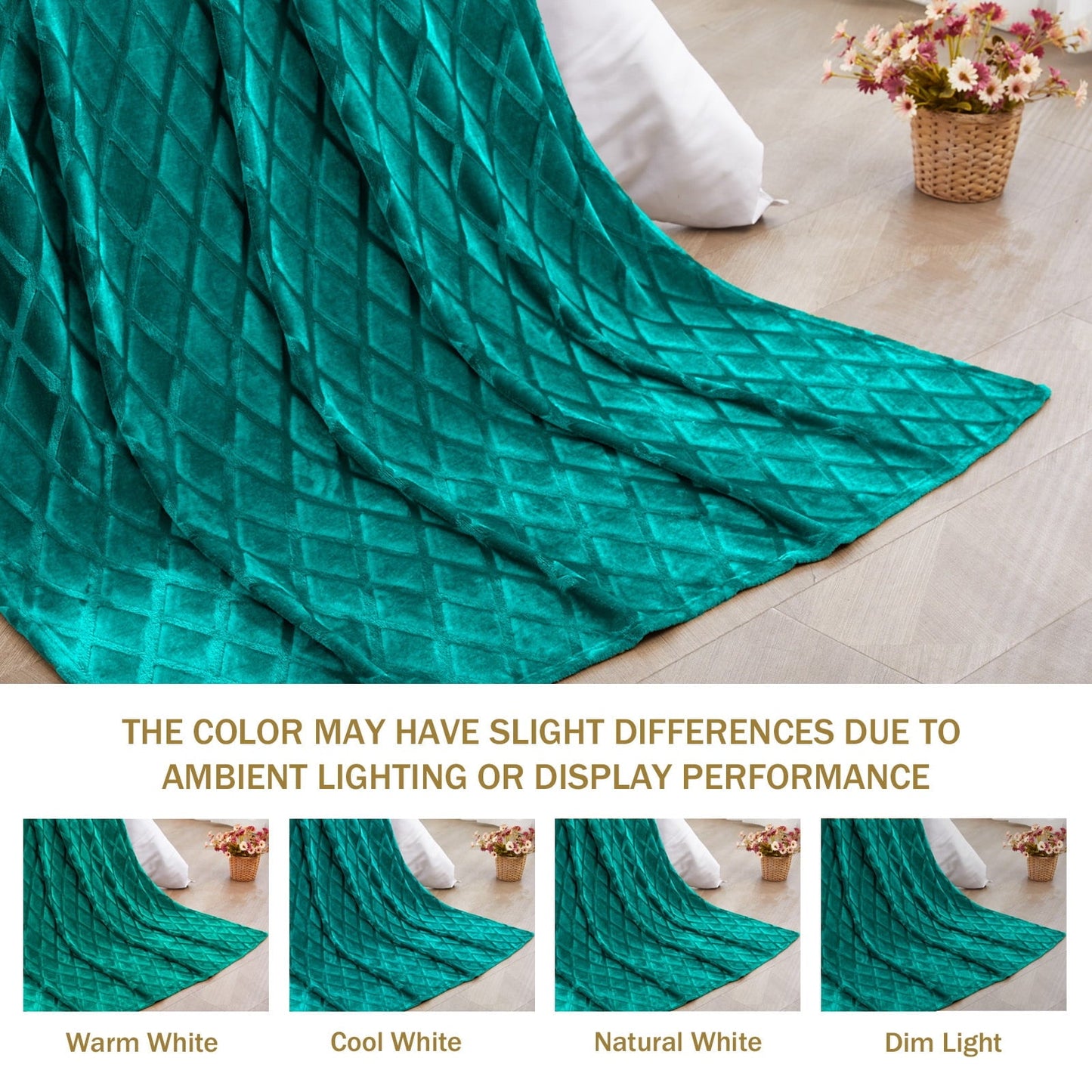 Lightweight Warm Large Soft Throw Blanket for Couch, 50x70 Inches Diamond Geometry Pattern Velvet Fleece Blanket, Cozy, Warm and Light... - Luxury Knitted Decorative Throw Blanket with Fringes Detail