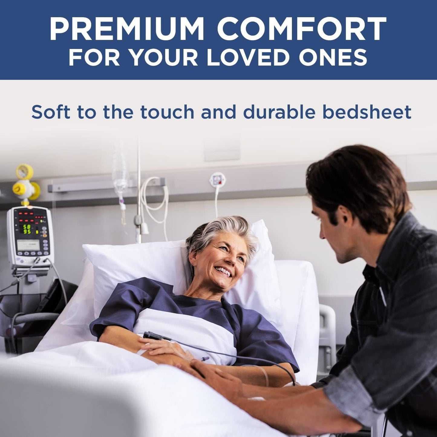 Premium Egyptian Cotton 2 Pack Fitted Hospital Bed Sheets with Elastic All Around for a Perfect Fit - Cotton Rich Soft Knitted Jersey Sheet, ... - Premium Ultra-Soft Pillowcase Pair for Sleeping Detail
