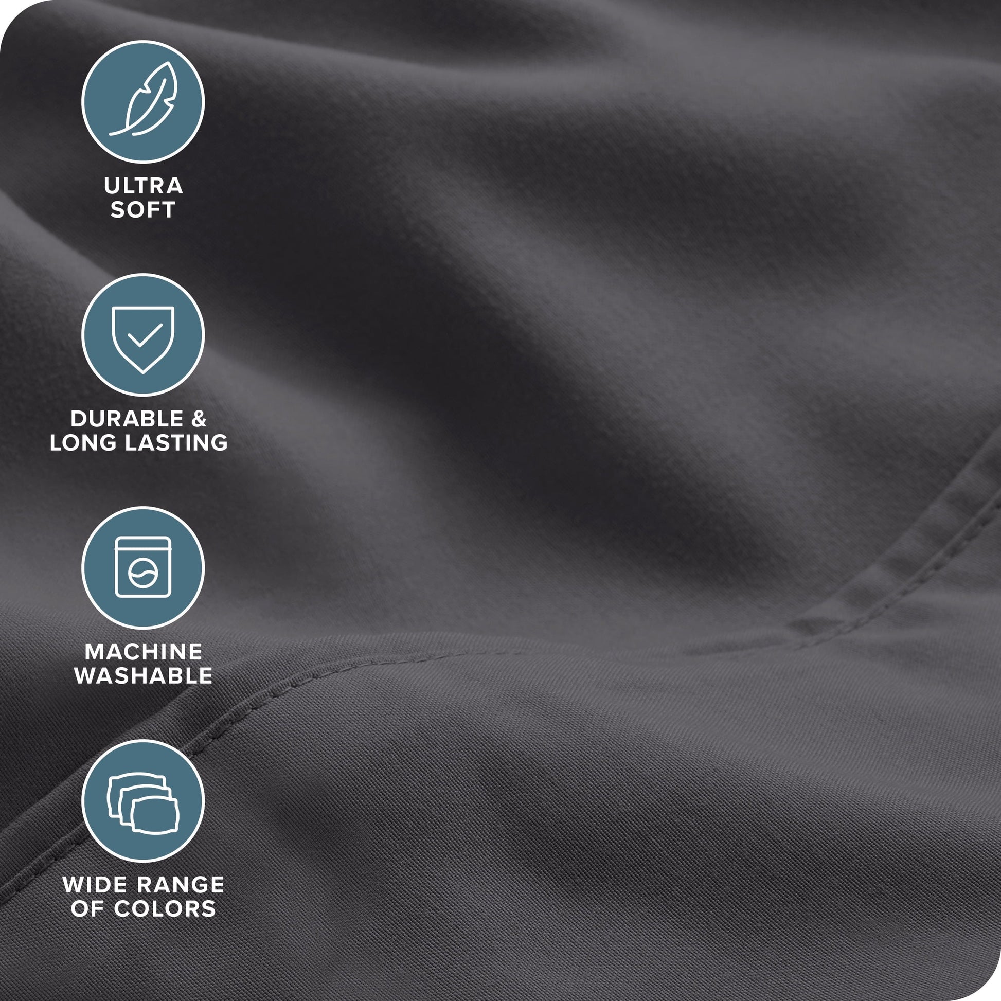 Cooling Sateen Luxury Bed Sheet Set- 6 Piece - Queen, Gray - Cooling Hotel Quality Bedding Sheets and Pillowcases Detail