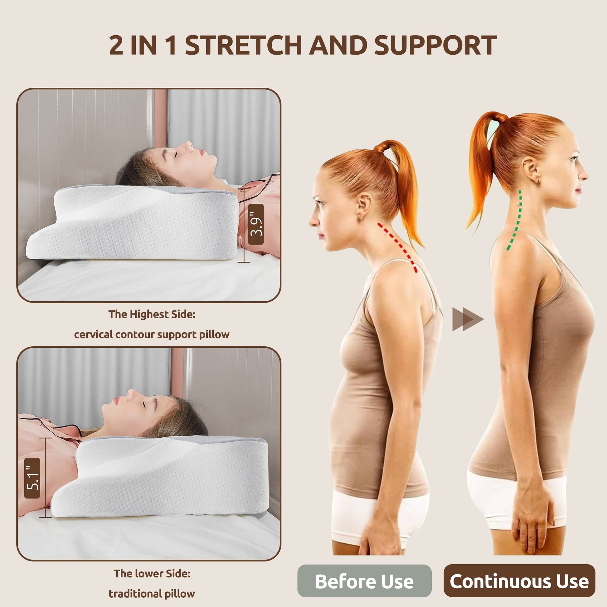 Orthopedic Support Memory Foam Pillow for Neck Pain Relief Cervical Sleepers Standard/Queen Gray - Hotel Quality Plush Sleeping Pillows Detail