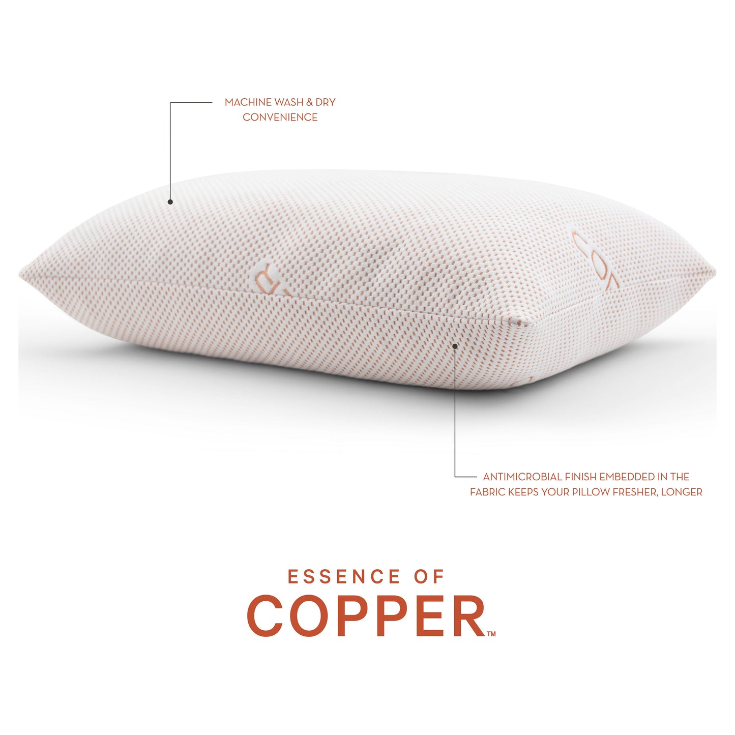 Decorative Plump Luxury Knit Bed Pillow 2 Pack, Standard/Queen, Polyester - Ergonomic Memory Foam Pillow for Neck Pain Support Detail