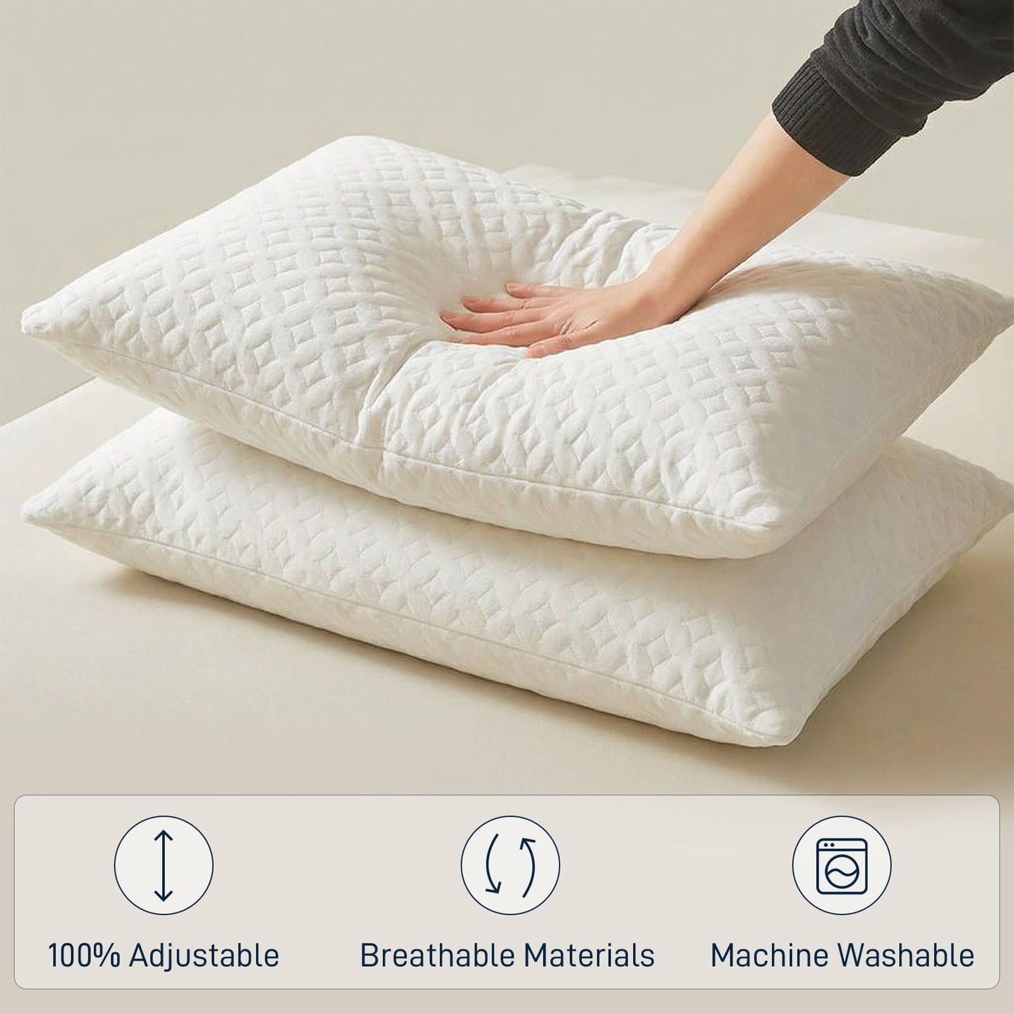 Fluffy Shredded Bed Pillows Cross Cut Memory Foam For Sleeping,Queen Size Bedding Pillow(White), Original Pillow for Sleeping，Adjusta... - Ergonomic Memory Foam Pillow for Neck Pain Support Detail