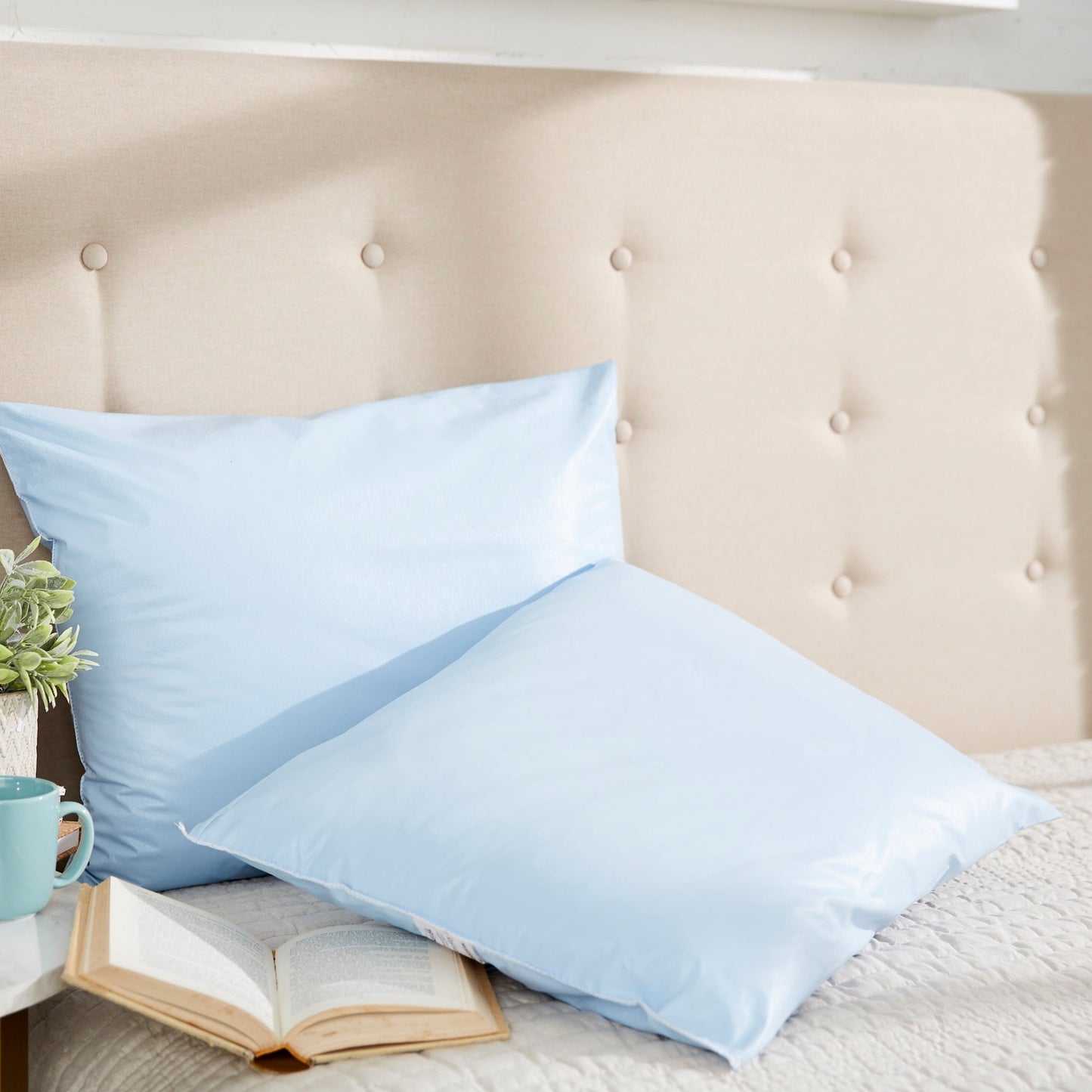 Hotel Collection Reusable Water-Resistant Soft Polyester Fill Blue Bed Pillow, 19" x 25", 1 Ct - Orthopedic Shredded Foam Bed Pillow Set Detail