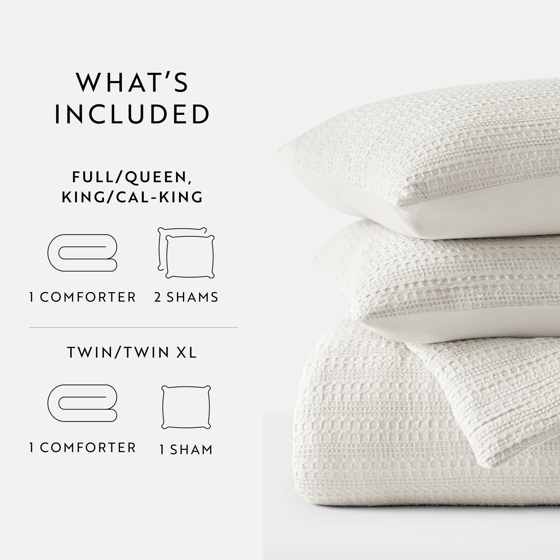 Fluffy Down Alternative Textured Waffle Comforter Set ins Natural Waffle Comforter Bedding Sets, King/Cal King Size Bedding - Cloud-Like Soft Lightweight Bed Comforter Detail