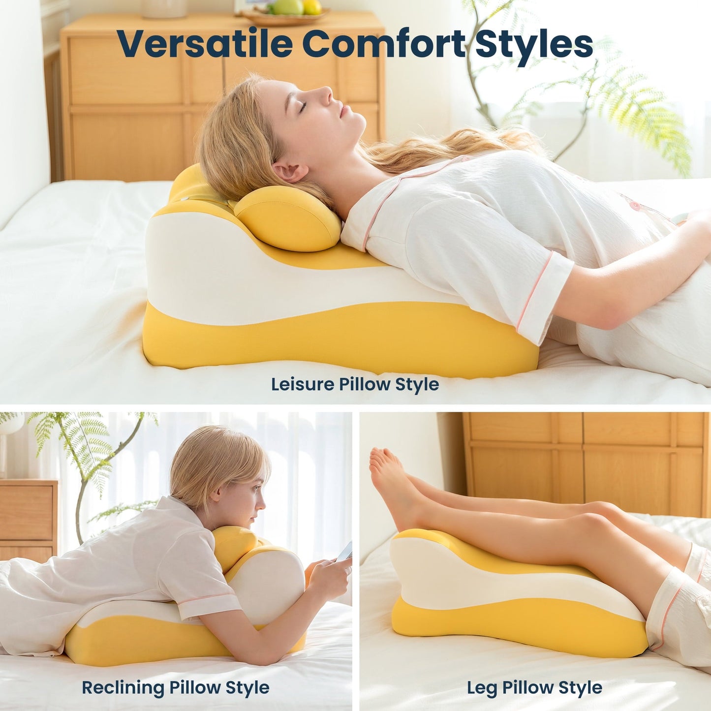 Ergonomic Memory Foam Memory Foam Reading Pillow, Multi-Position Support Bed Pillow for Petite Adults, Reading Tools, Fun Couple Pillows Pr... - Hotel Quality Plush Sleeping Pillows Detail