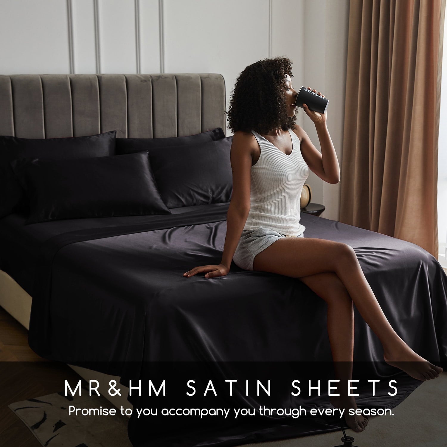 Wrinkle-Resistant Set Queen 4 Pcs, Silky Elegant Luxurious Queen Size Bed s, with Flat , Deep Pocket Fitted for Mattress and Matching P... - Premium Ultra-Soft Pillowcase Pair for Sleeping Detail