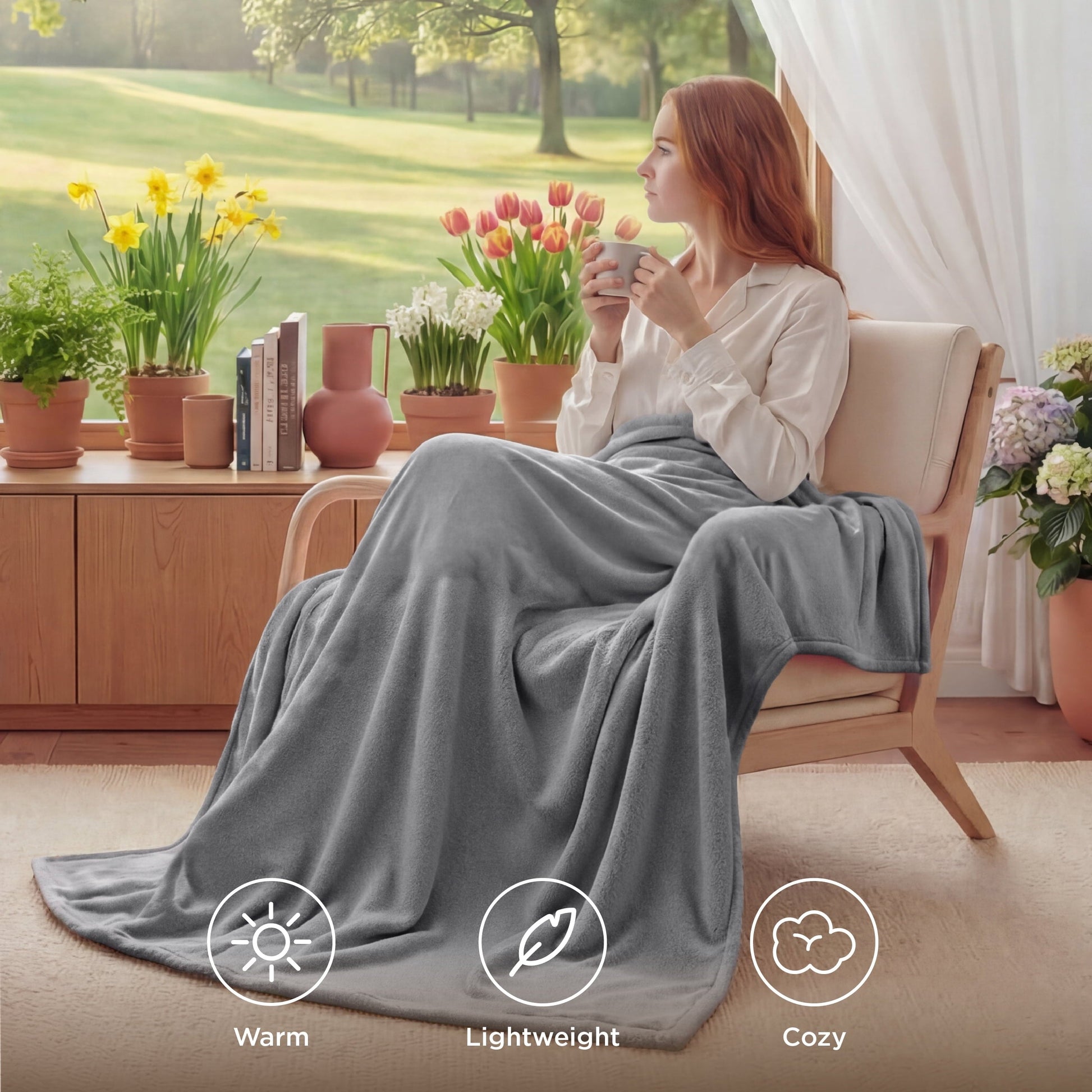 Reversible Sherpa Fleece Throw Blanket for Couch Grey, Lightweight Plush Fuzzy Cozy Soft Blankets and Throws for Sofa, 50x60 inches - Luxury Knitted Decorative Throw Blanket with Fringes Detail