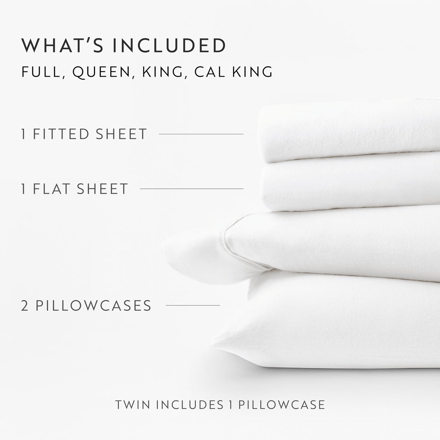Ultra-Soft 100% Cotton Flannel Bed Sheets Set for Full Size Bedding in White - Luxury Bed Sheet Set with Deep Pockets Detail