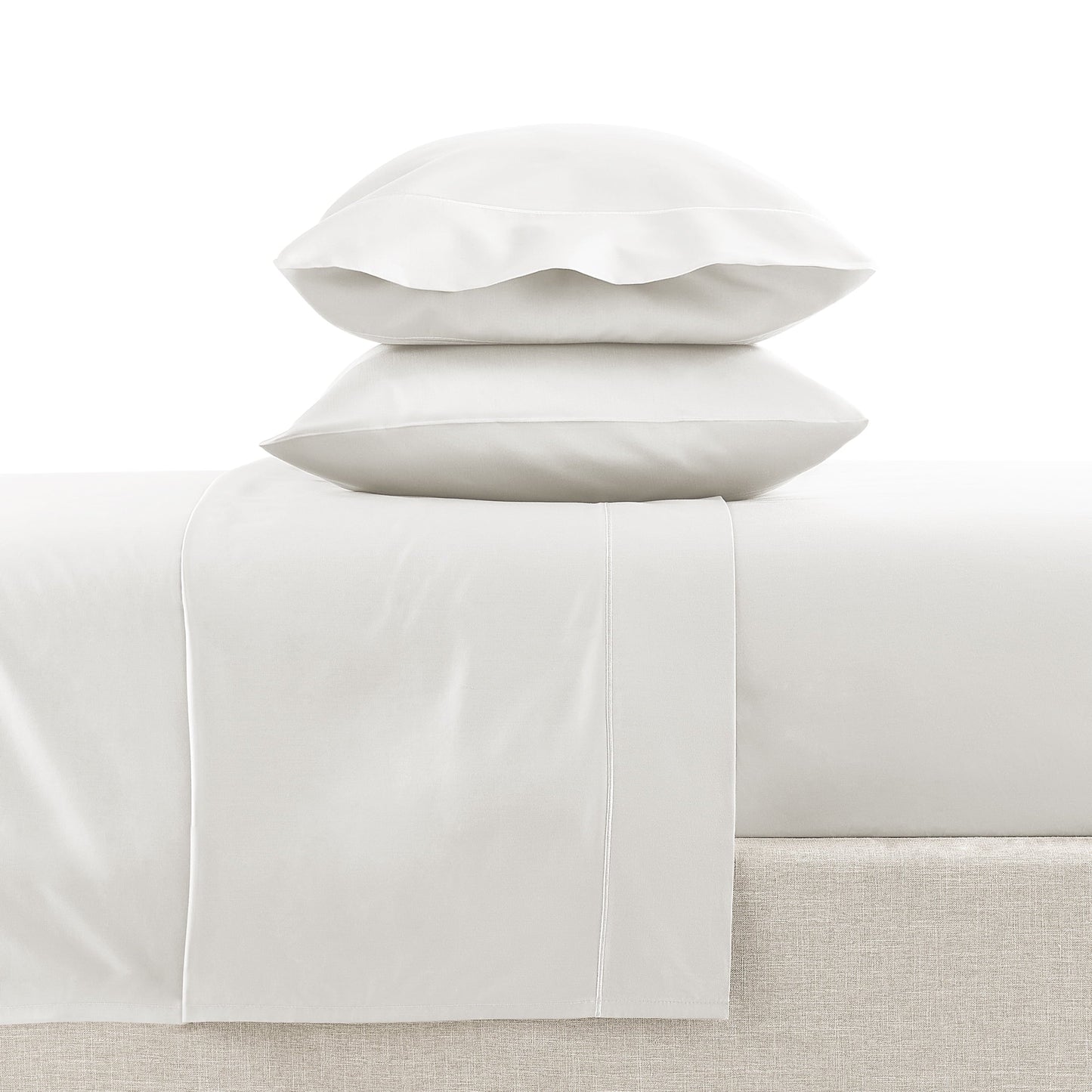 Ultra-Soft 4-Piece 600 Thread Count White Egyptian Cotton Adult Bed Sheet Set, King - Deep Pocket - Breathable Egyptian Cotton Flat & Fitted Sheets Detail