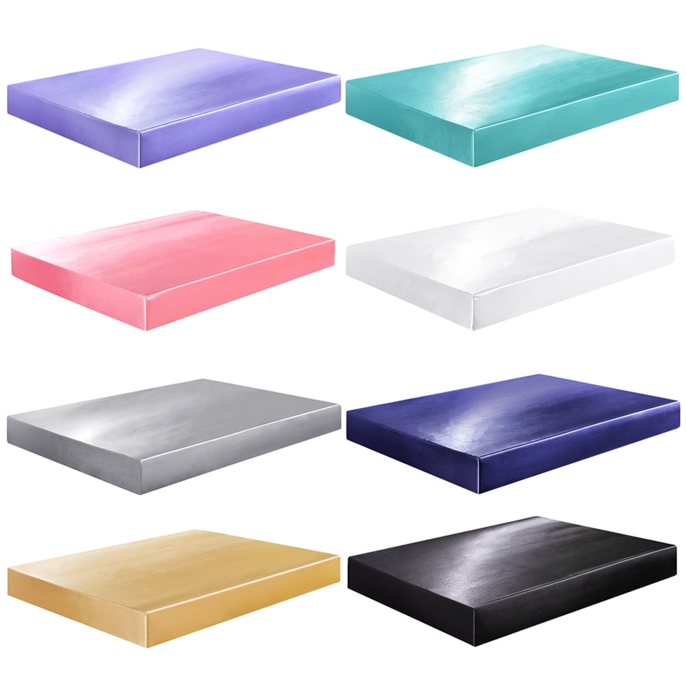 Premium Egyptian Cotton Fitted Sheet Deep Pocket Bed Sheet Satin Silk Sheets Ultra Soft Machine Washable Twin, Navy Blue - Cooling Hotel Quality Bedding Sheets and Pillowcases Detail