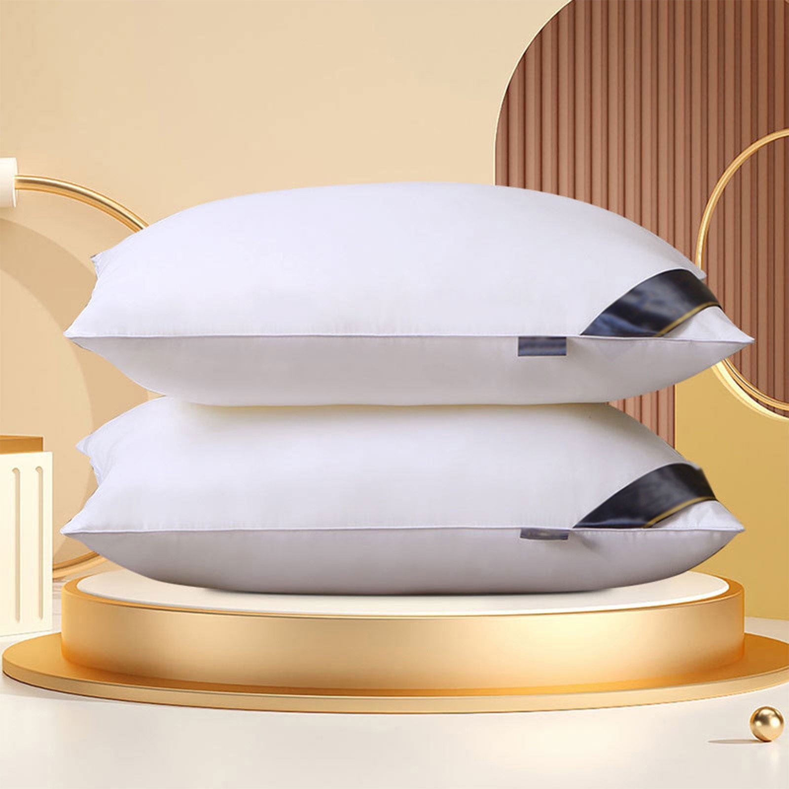 Decorative Plump 2Pcs Soft Feather Velvet Down Pillow Standard Size, Hotel-grade Feather Pillow for Sleeping, Skin-friendly Cotton Fab... - Orthopedic Shredded Foam Bed Pillow Set Detail