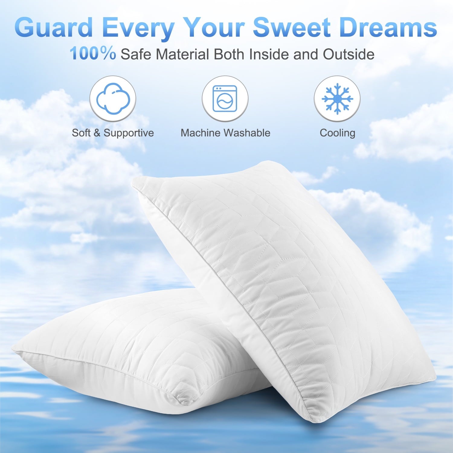 Orthopedic Support Bed Pillows for Sleeping 2 pack, King Size Cooling Pillows Hotel Quality with Premium Soft Down Alternative Fill for ... - Hotel Quality Plush Sleeping Pillows Detail