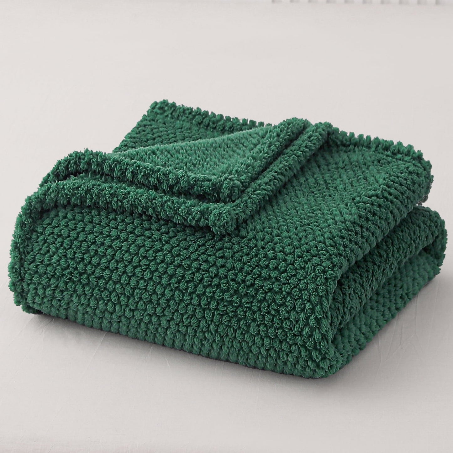 Decorative Knitted Fuzzy Fleece 50"x70" Throw Blanket for Couch, Fluffy Warm Soft Jacquard Blankets for Fall Winter, Lightweight and Coz... - Cozy Fleece Throw Blanket for Couch & Bed Detail