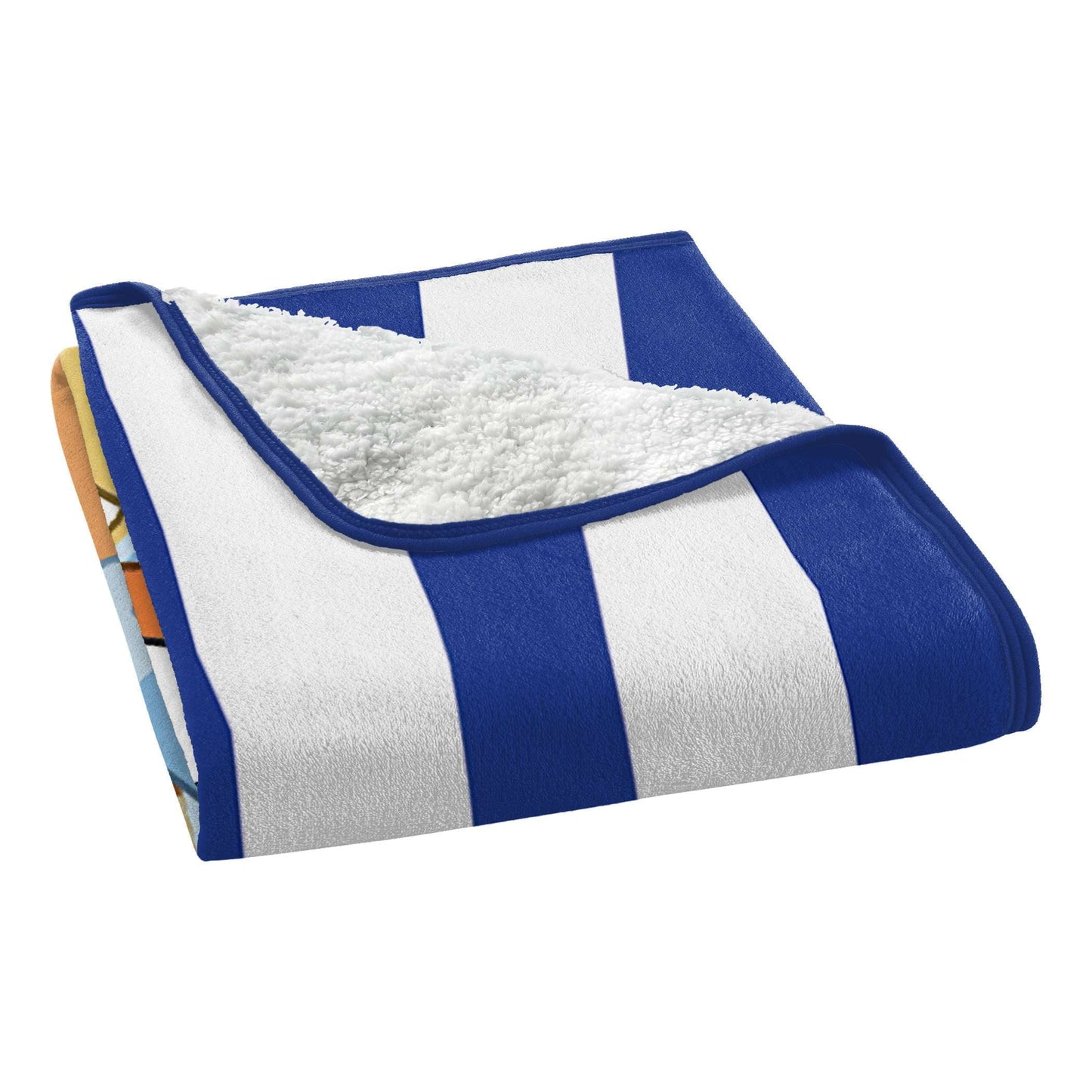 Reversible Sherpa Happy Hugs Kids Silk Touch Throw Blanket with Sherpa Reverse, 46 x 60 inches Blue – Soft Plush Fleece Throw Blanket - Cozy Fleece Throw Blanket for Couch & Bed Detail