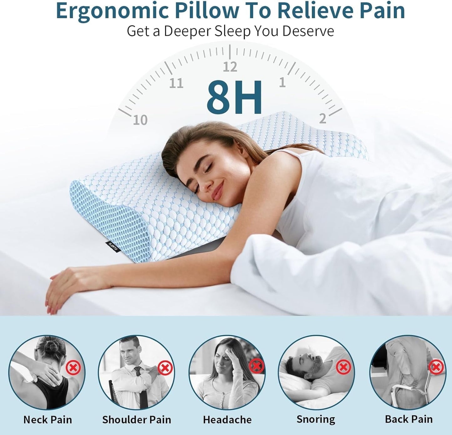 Hotel Collection for Neck Pain Relief, Contour Memory Foam s for Sleeping, Odorless Ergonomic Adjustable Orthopedic Cooling Bed Neck S... - Decorative Throw Pillow Cushion for Sofa & Bed Detail