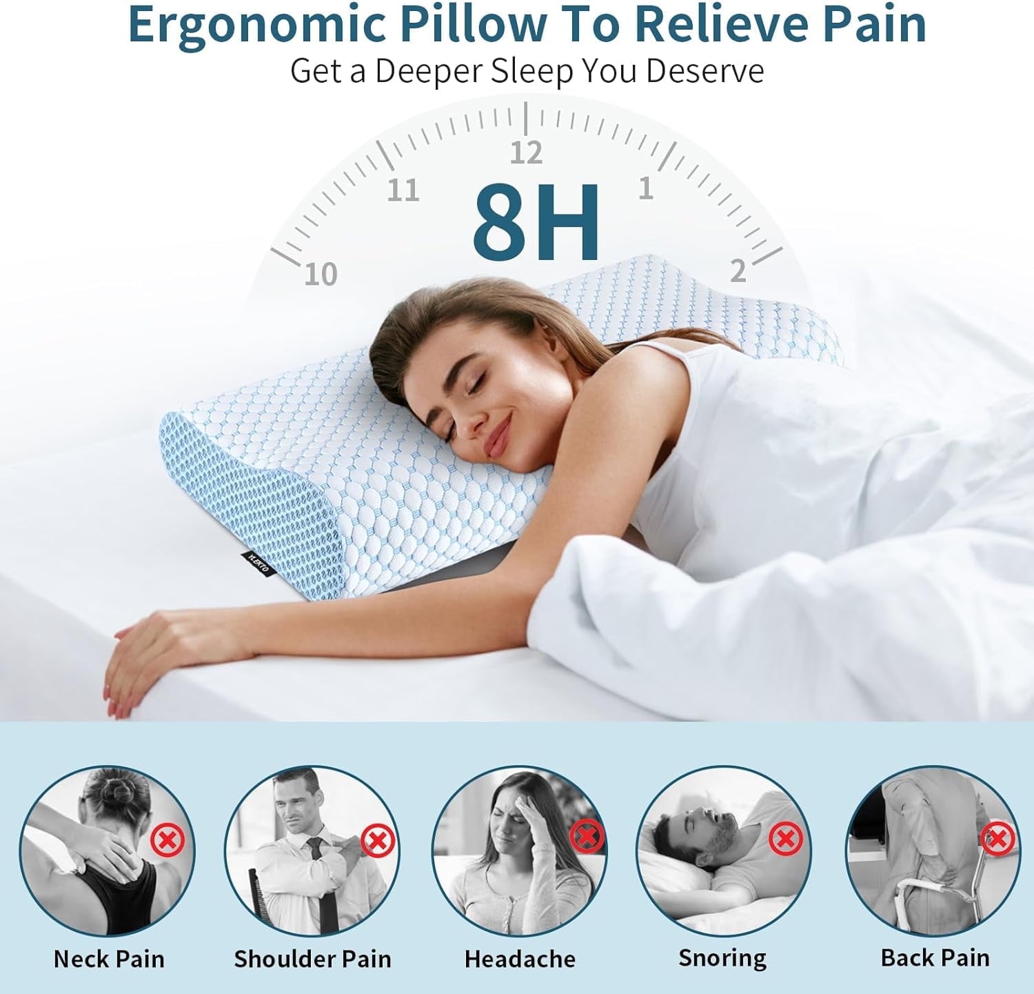 Hotel Collection for Neck Pain Relief, Contour Memory Foam s for Sleeping, Odorless Ergonomic Adjustable Orthopedic Cooling Bed Neck S... - Decorative Throw Pillow Cushion for Sofa & Bed Detail