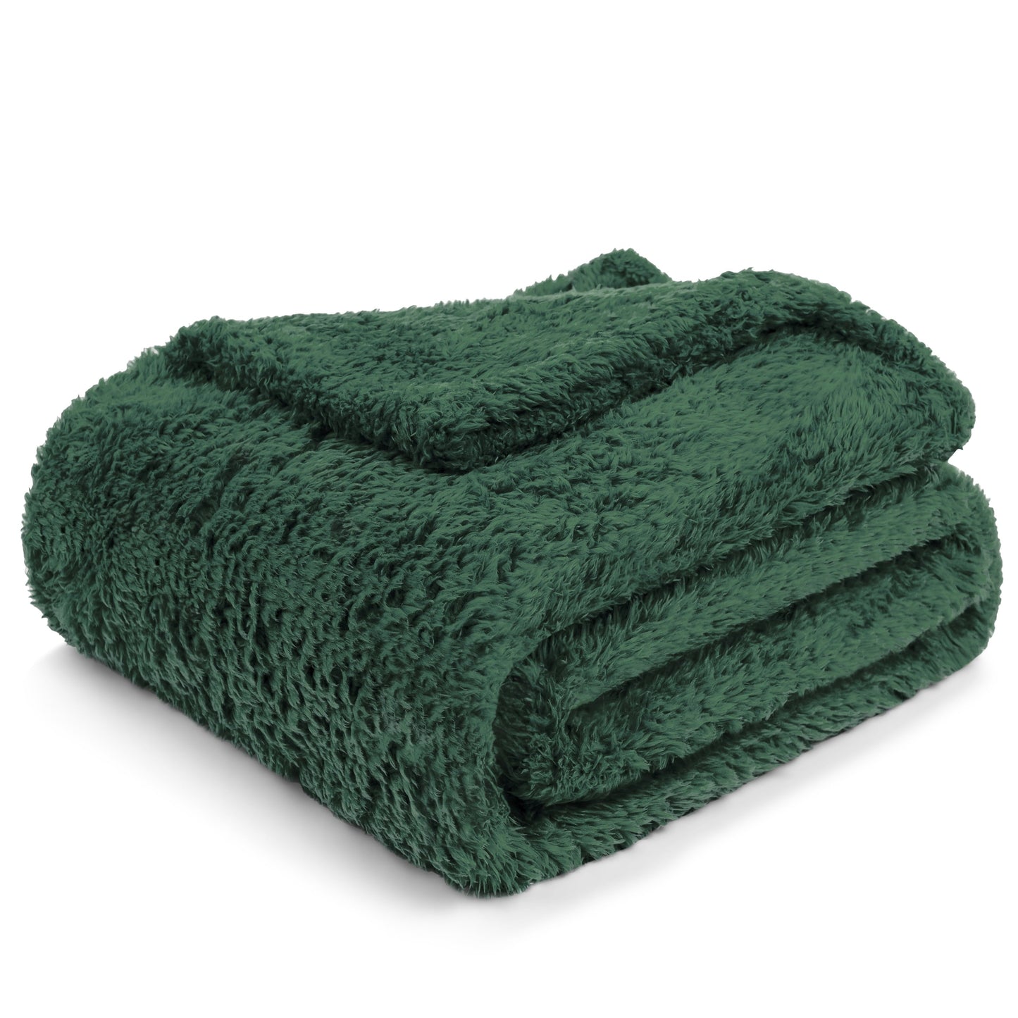 Cozy Fleece Sherpa Throw Blanket For Couch Sofa, Emerald Green Fluffy Warm Plush Blanket for Bed, Cozy Super Soft Lightweight Thr... - Super Soft Reversible Sherpa Flannel Blanket Detail