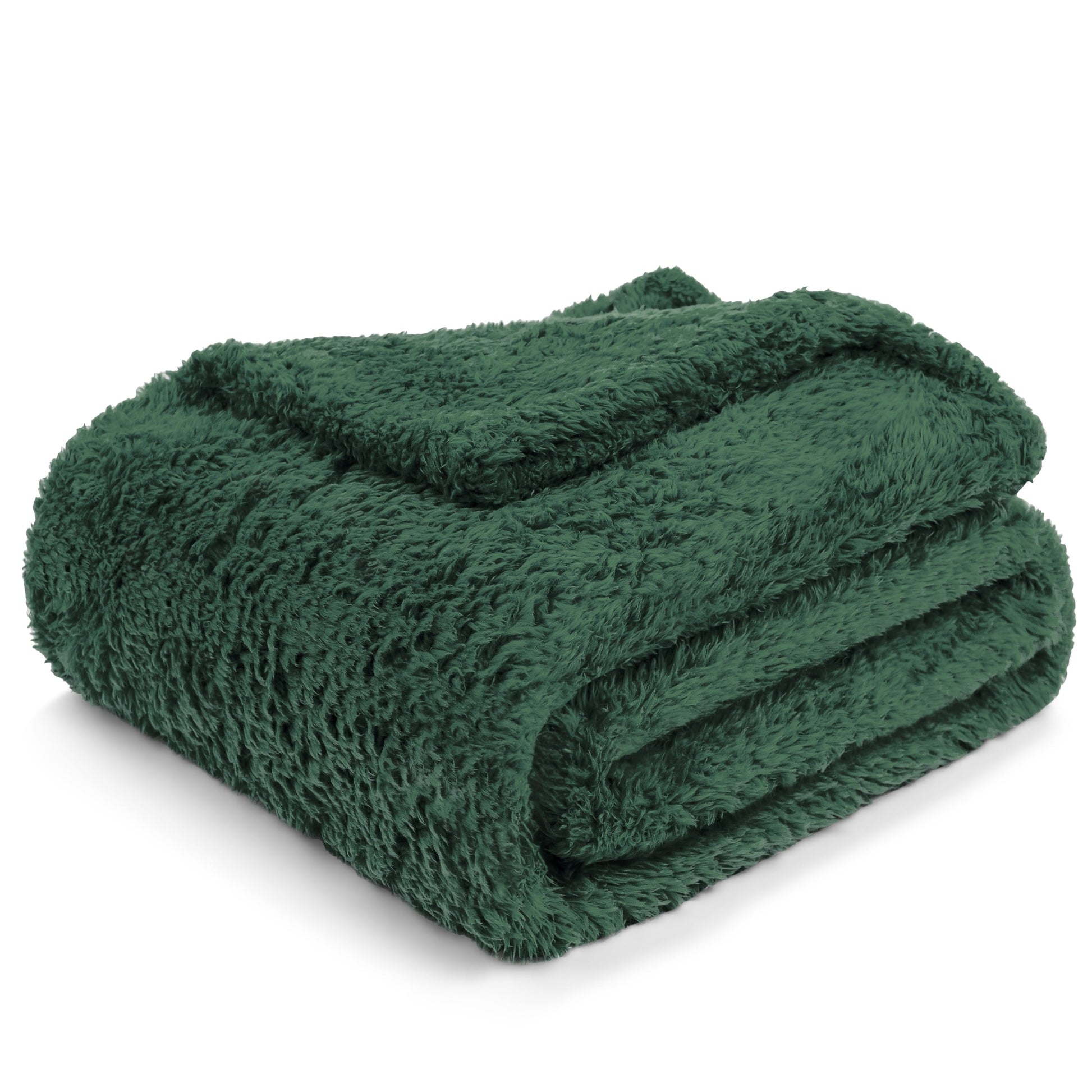 Cozy Fleece Sherpa Throw Blanket For Couch Sofa, Emerald Green Fluffy Warm Plush Blanket for Bed, Cozy Super Soft Lightweight Thr... - Super Soft Reversible Sherpa Flannel Blanket Detail
