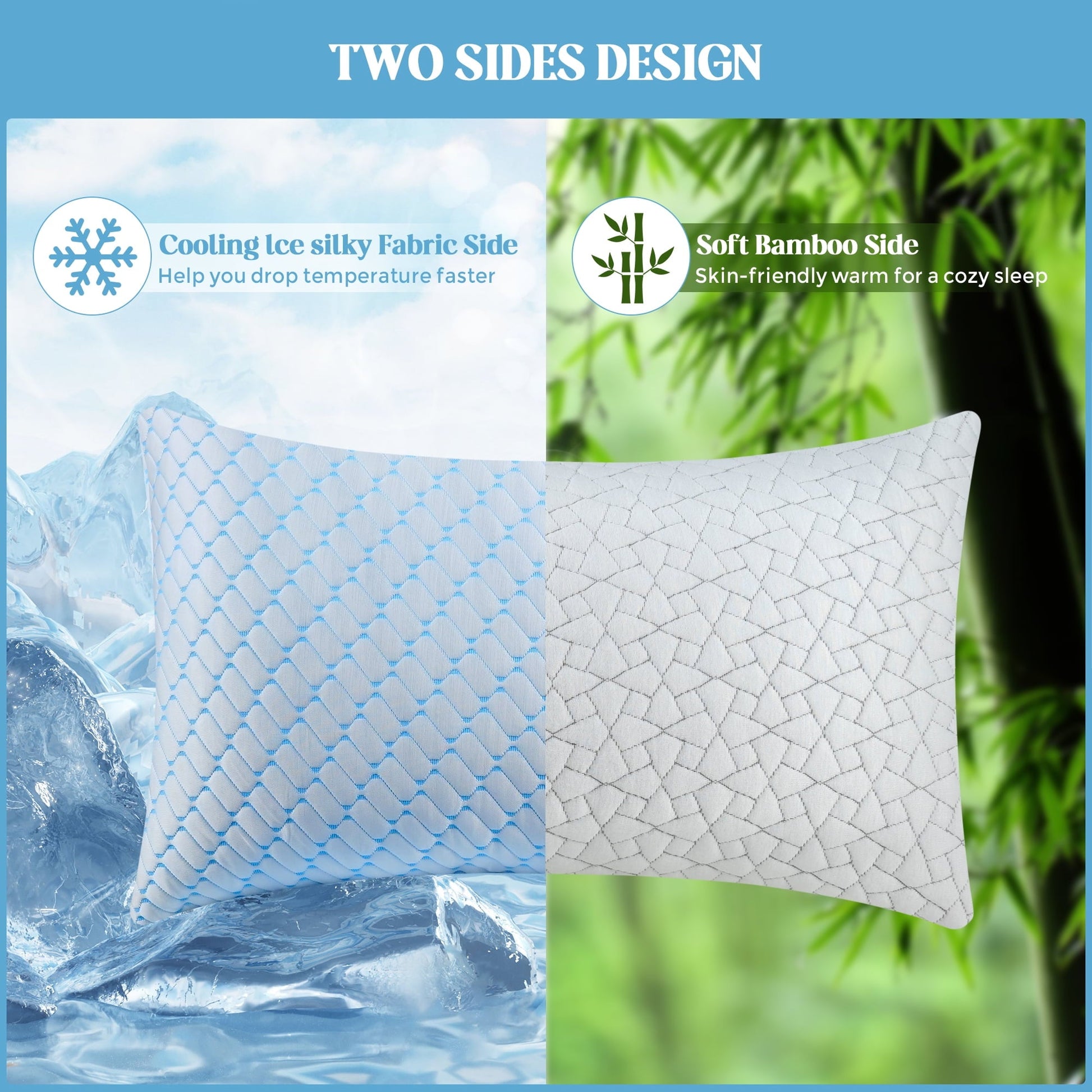 Orthopedic Support Shredded Memory Foam Pillows Standard Size Set of 2, Regulating Reversible Cooling Pillow Bed Pillow for Bed, Adjusta... - Hotel Quality Plush Sleeping Pillows Detail