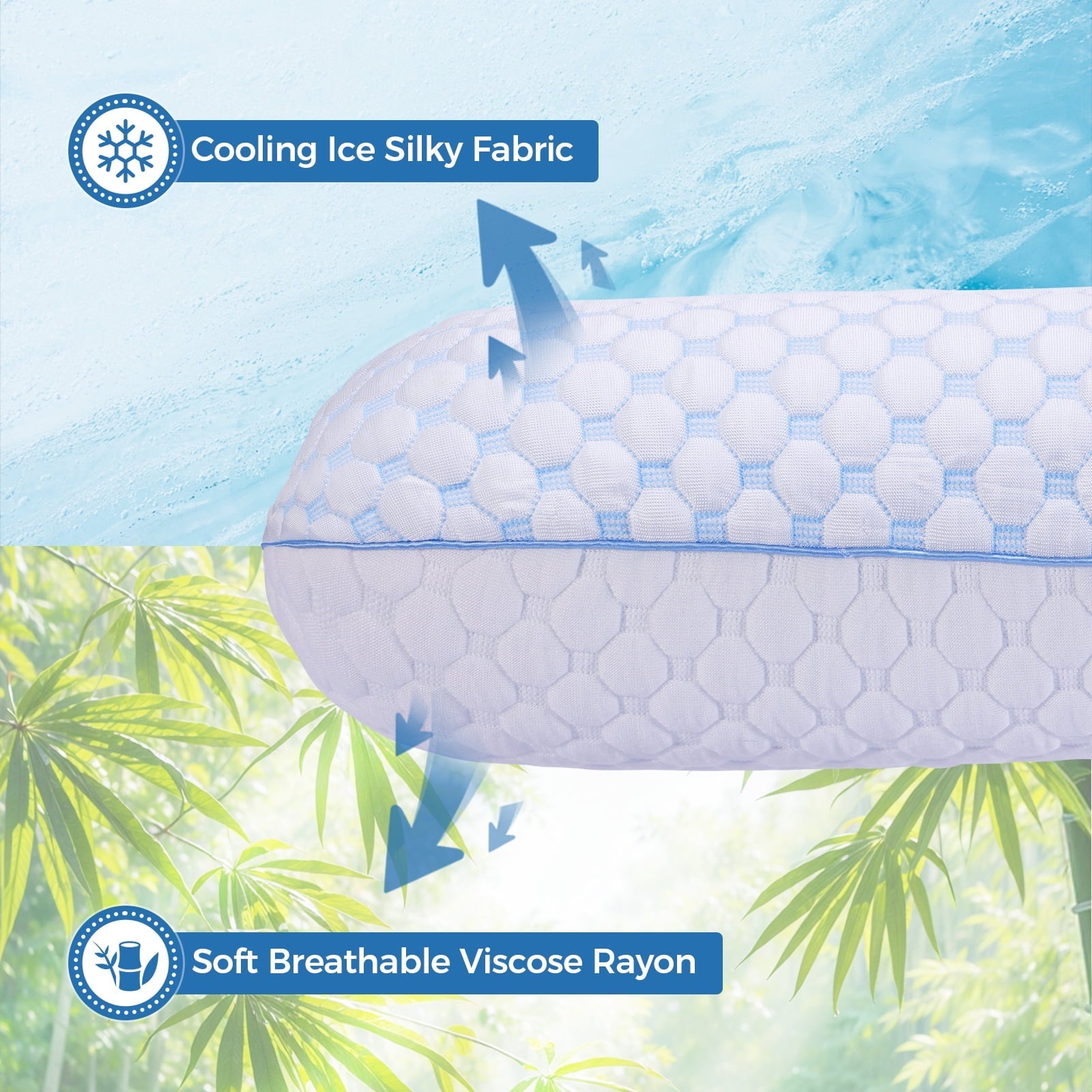 Decorative Plump Memory Foam Pillow for Bed, Firm Cooling Pillow with Washable Cover, Supportive Bed Pillow for Side,Stomach and Back ... - Orthopedic Shredded Foam Bed Pillow Set Detail