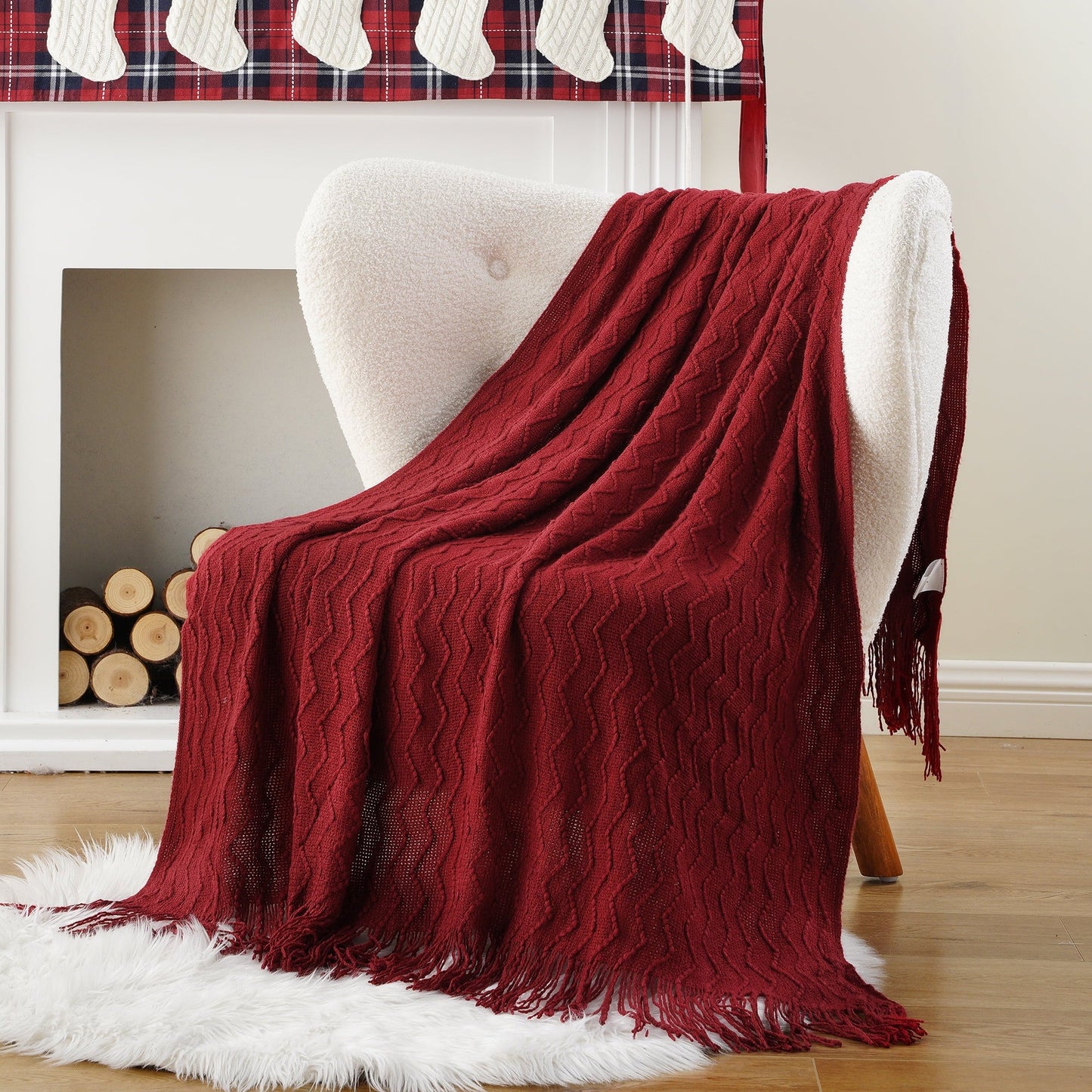 Cozy Fleece Dark Red Blanket for Couch,Burgundy Knit Throw Blanket for Bedroom,Christmas Throw,50"x60" - Cozy Fleece Throw Blanket for Couch & Bed Detail