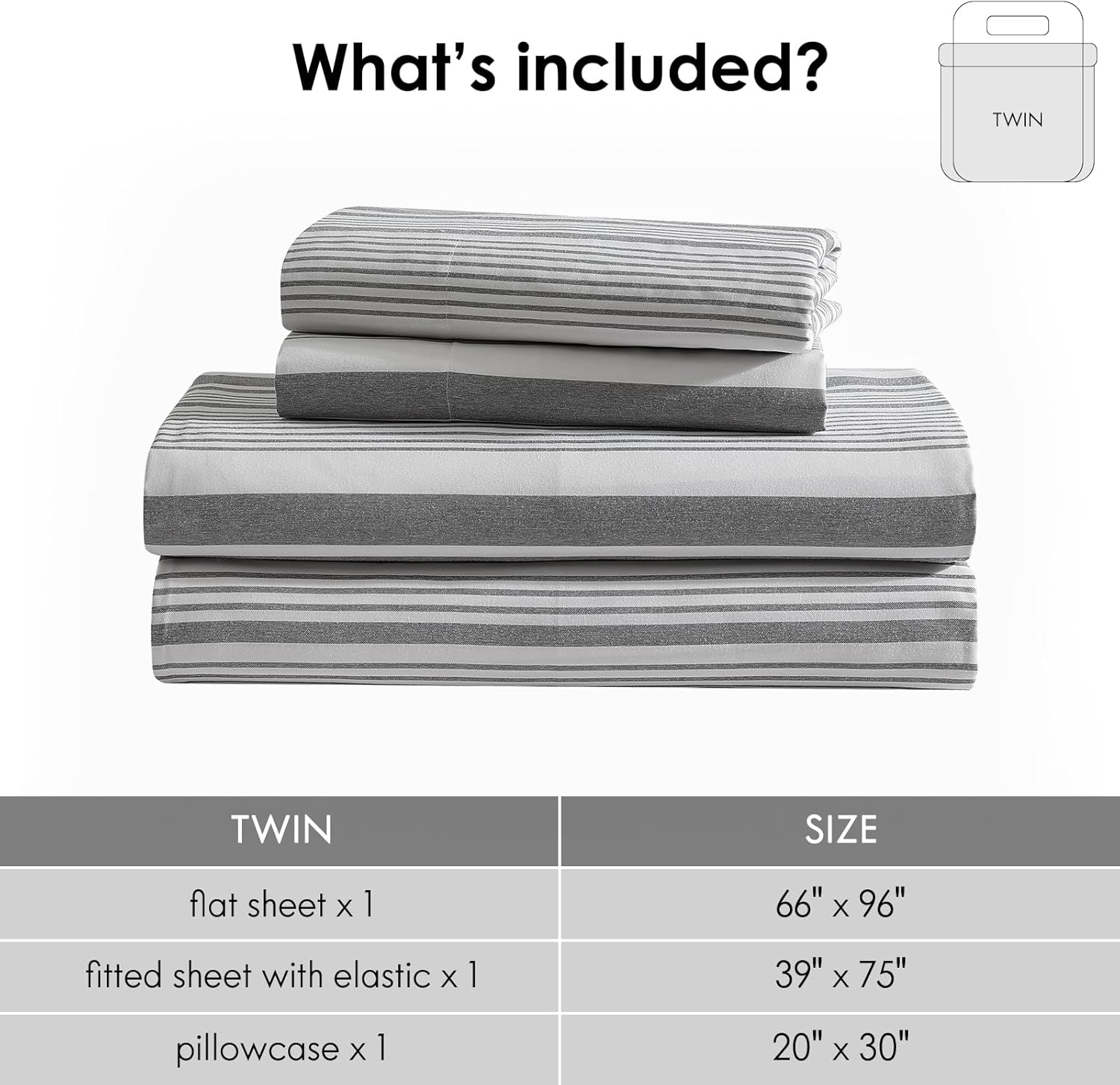 Premium Egyptian Cotton Home 3-Piece Twin Microfiber Classic Stripe Bed Sheet Set, Super Soft, Breathable Stripe Bedding with 16 inches Deep ... - Cooling Hotel Quality Bedding Sheets and Pillowcases Detail