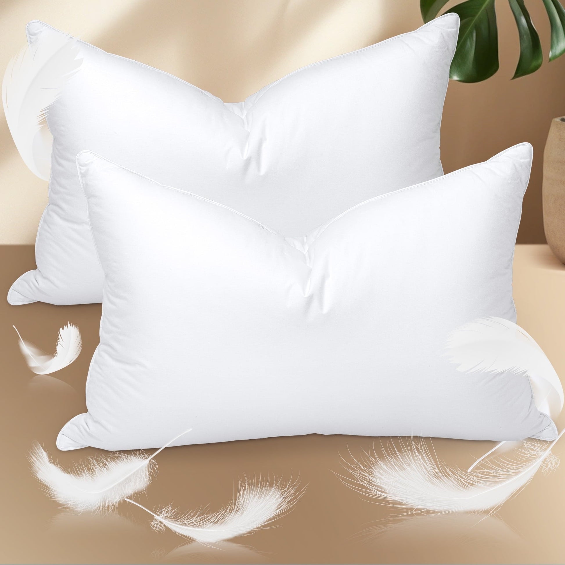 Ergonomic Memory Foam Pillows and Bed Pillows Queen Size for Sleeping,With 2 Set of Soft Cotton Cover- Pack of 2 - Decorative Throw Pillow Cushion for Sofa & Bed Detail