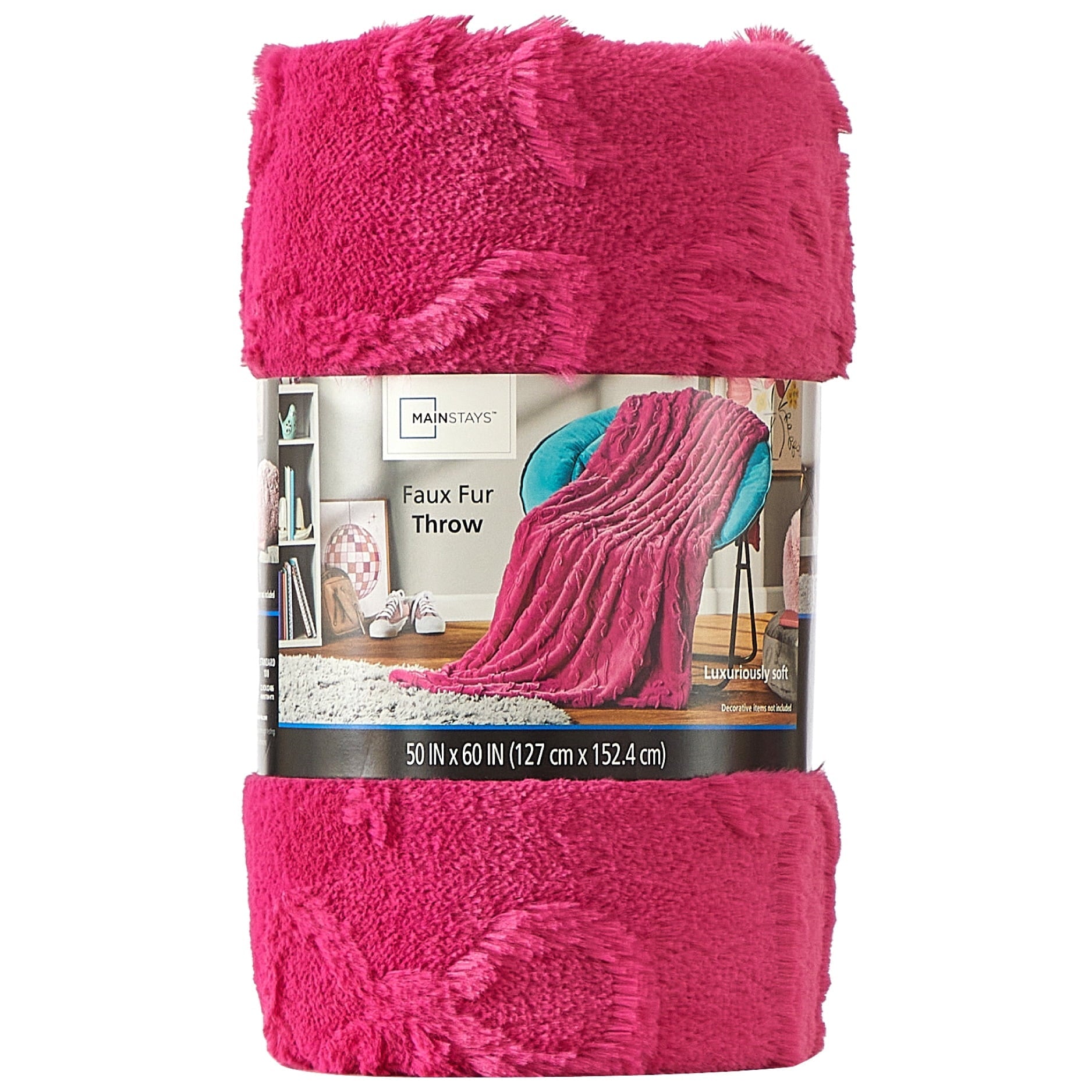 Lightweight Warm Gen Z 50" x 60"Carved Bow Faux Fur Throw - Luxury Knitted Decorative Throw Blanket with Fringes Detail