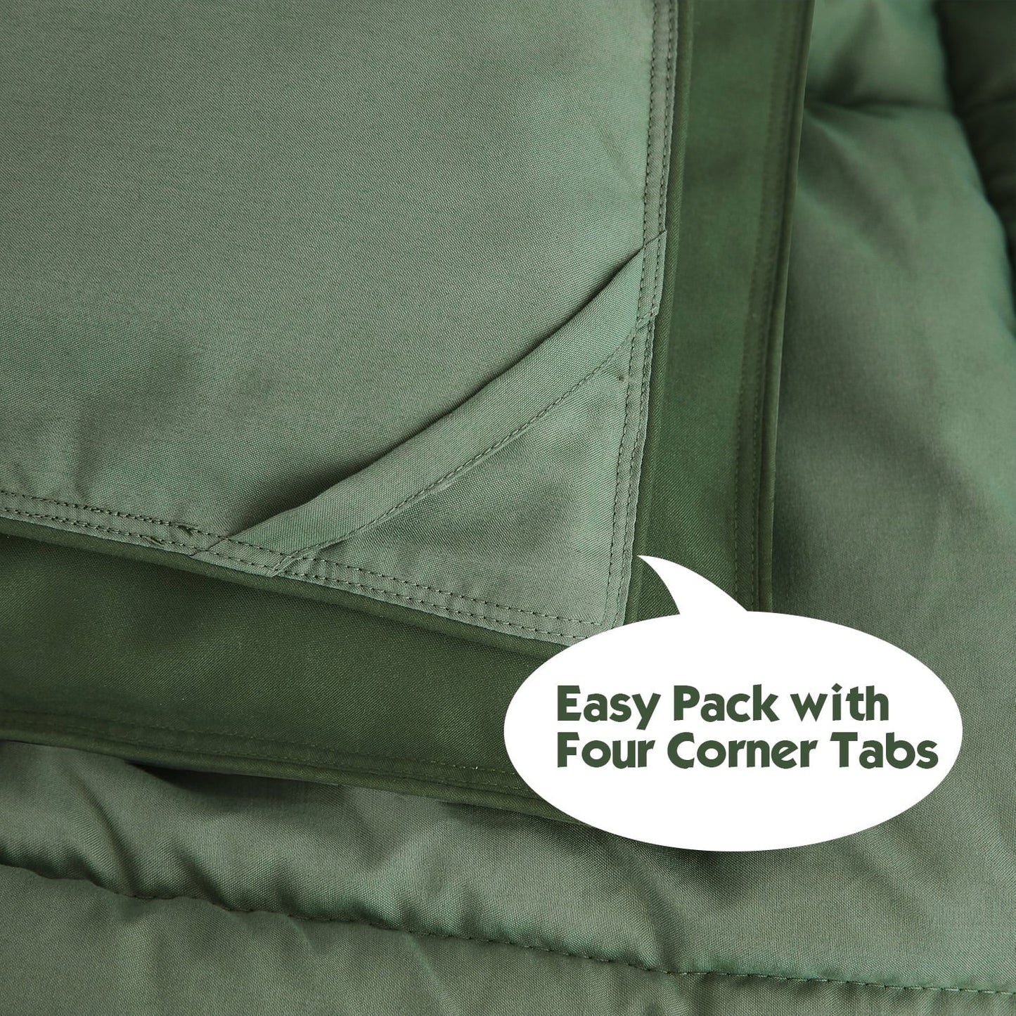 All-Season Light Weight Down Alternative Comforter Set, Queen, Green, Reversible - Cloud-Like Soft Lightweight Bed Comforter Detail