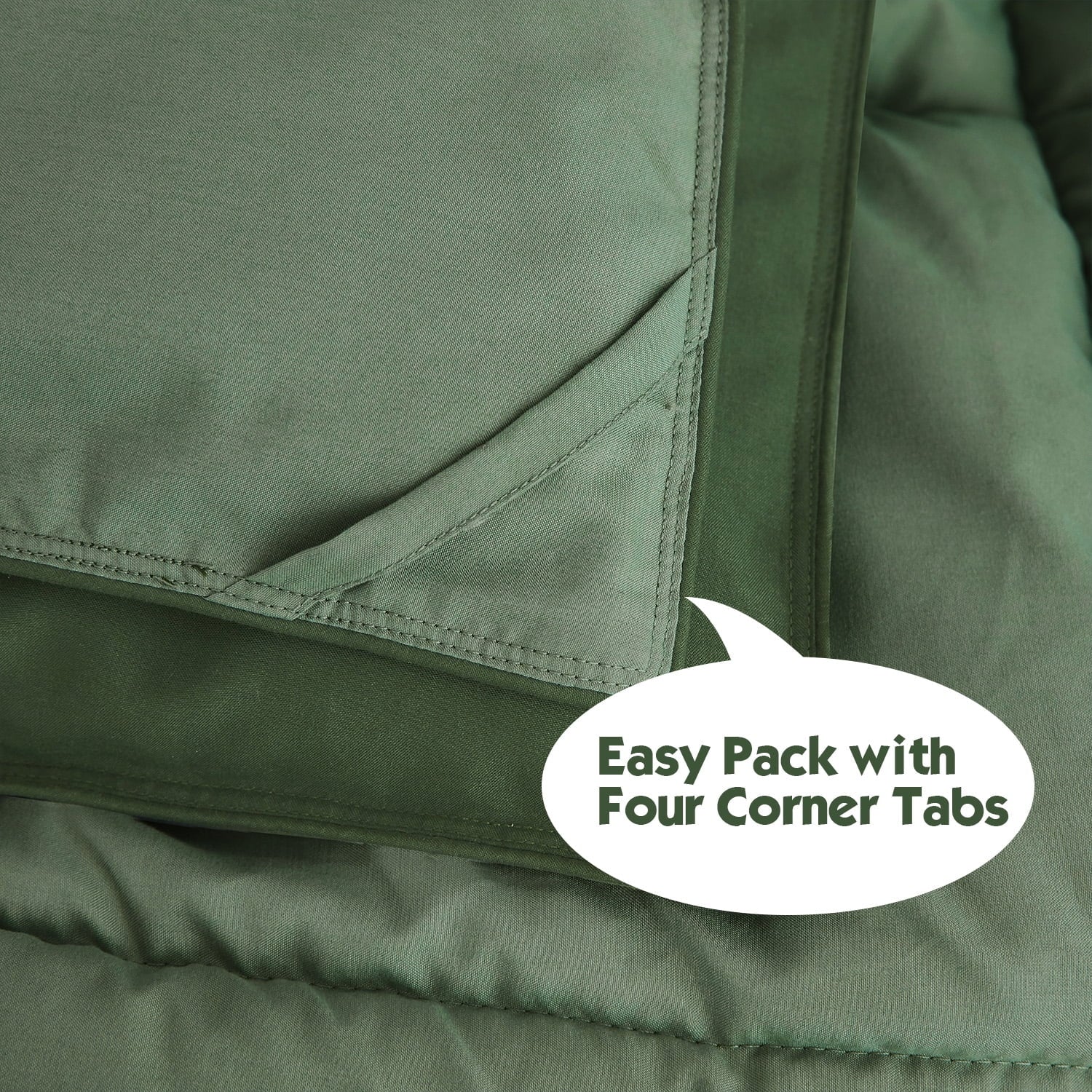 All-Season Light Weight Down Alternative Comforter Set, Queen, Green, Reversible - Cloud-Like Soft Lightweight Bed Comforter Detail