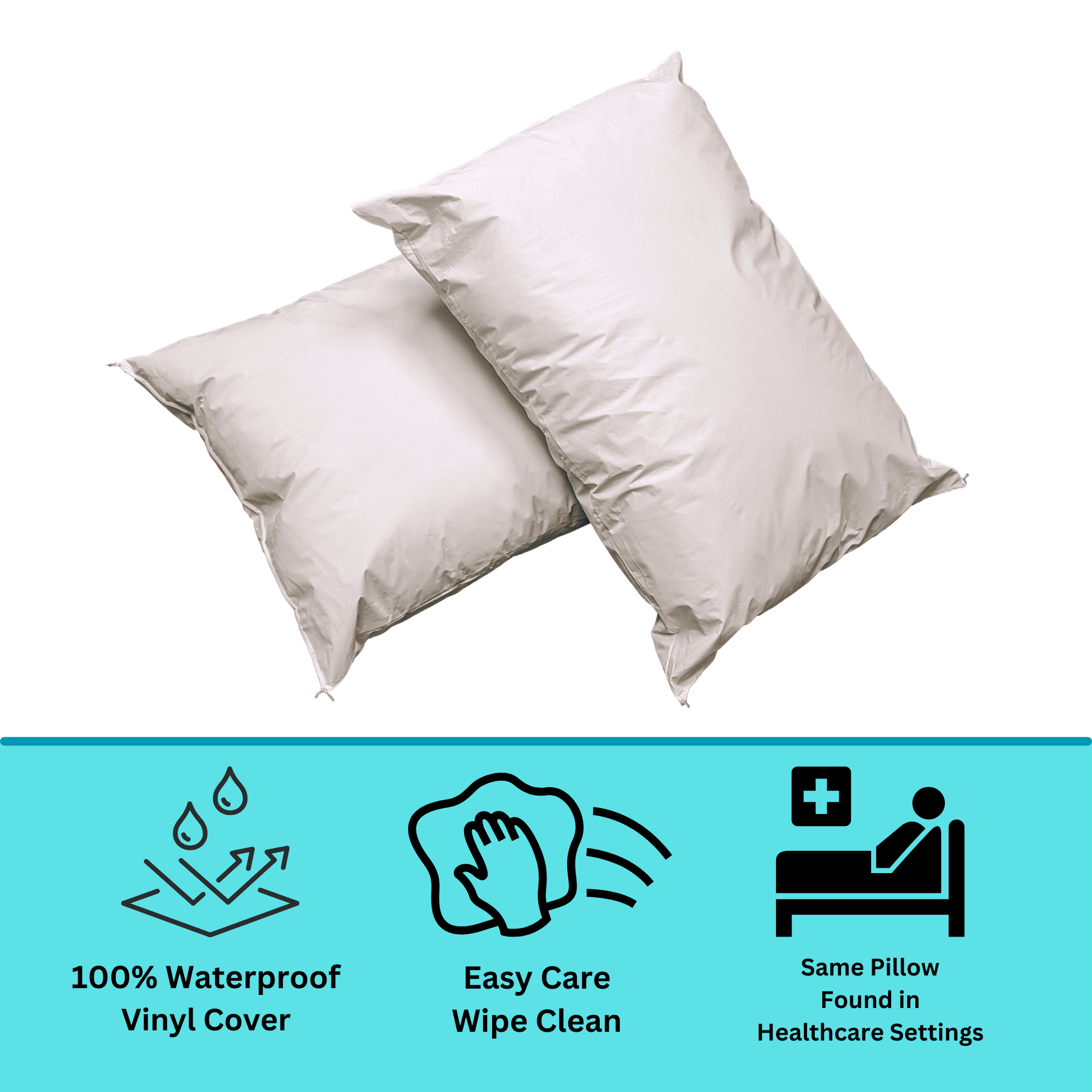 Fluffy Shredded 2 Pack Vinyl Covered Medical Bed Pillows 19 in x 25 in | Wipeable Easy Clean | Fluid Stain Resistant - Hotel Quality Plush Sleeping Pillows Detail