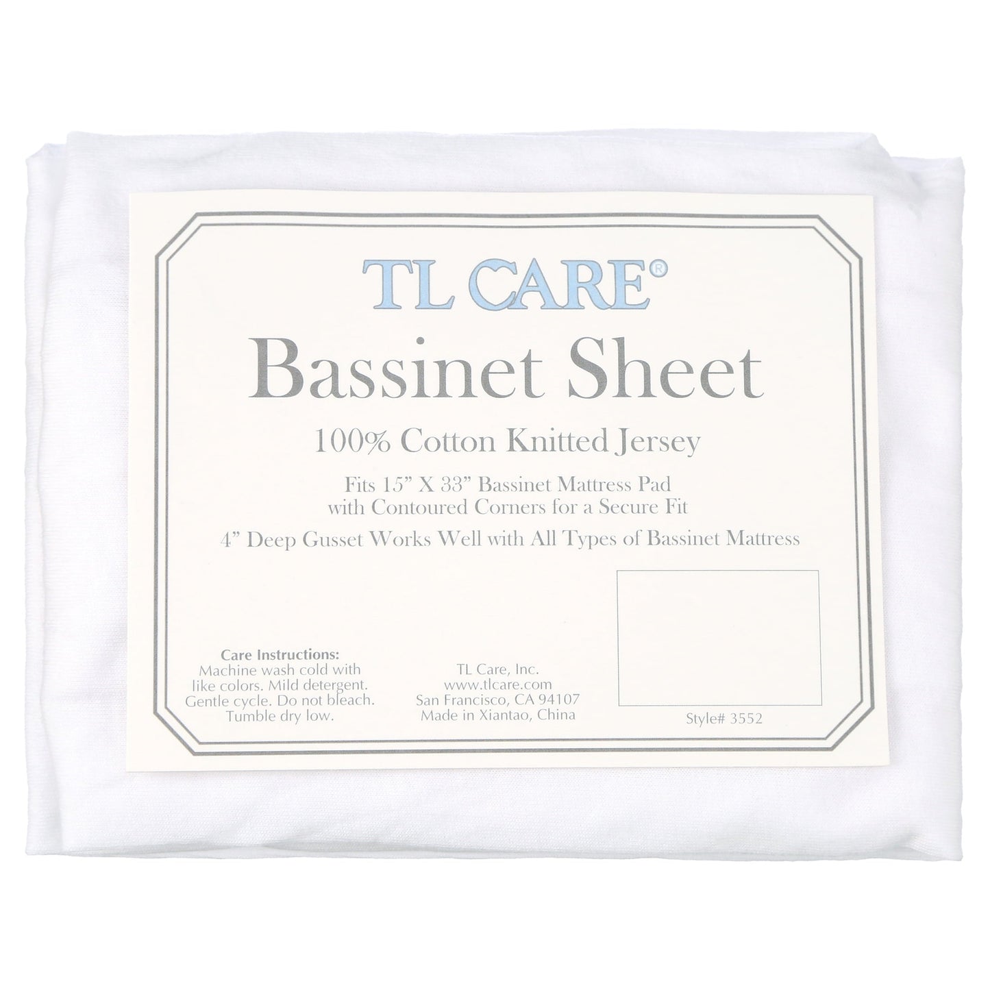 Wrinkle-Resistant TL Care 100% Natural Breathable Cotton Jersey Knit Fitted Bassinet Sheet, White, 15" x 33", Soft Breathable, for Boys... - Breathable Egyptian Cotton Flat & Fitted Sheets Detail