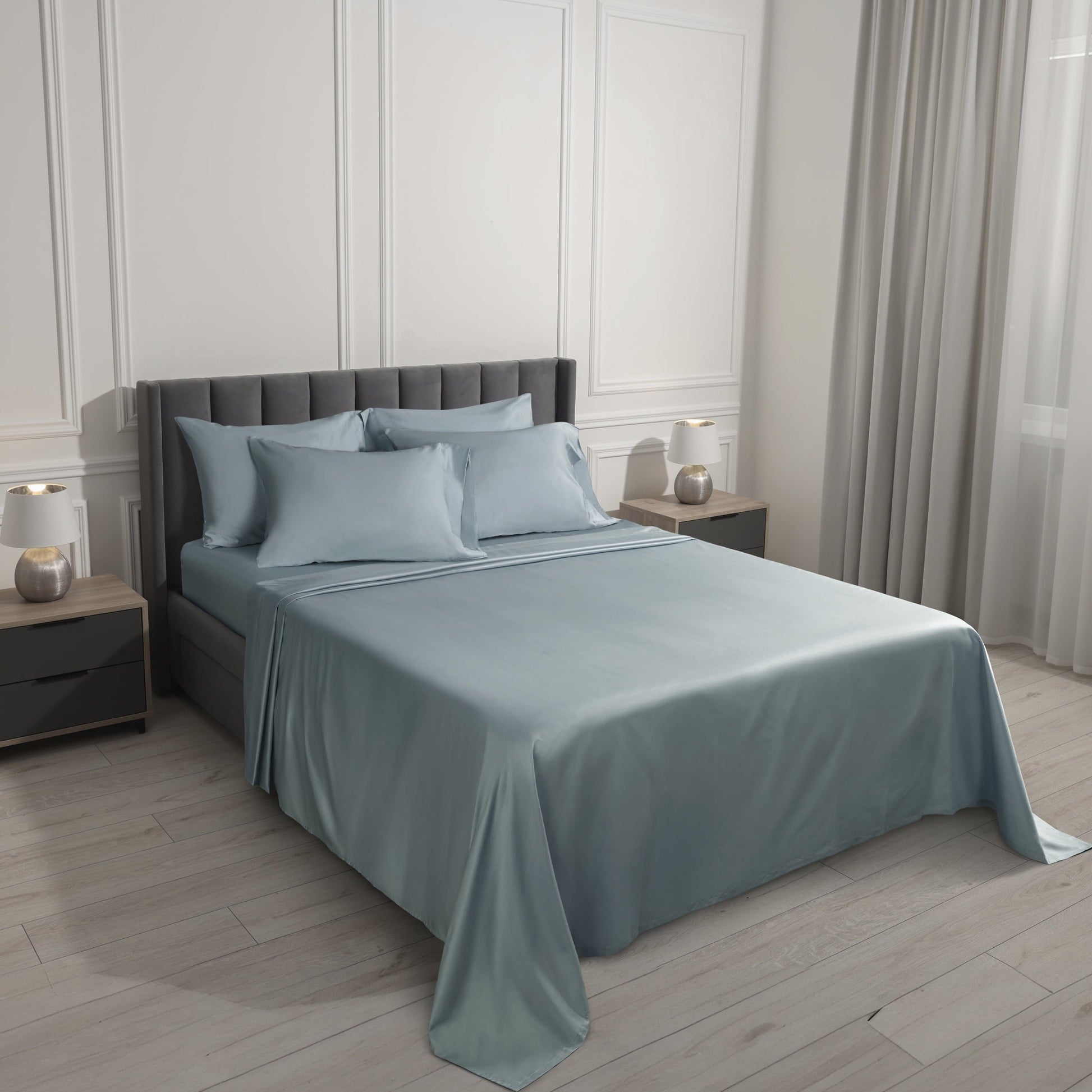 Ultra-Soft 6-Piece 800 Thread Count Lead Cotton Rich Adult Bed Sheet Set, King - Deep Pocket - Luxury Bed Sheet Set with Deep Pockets Detail