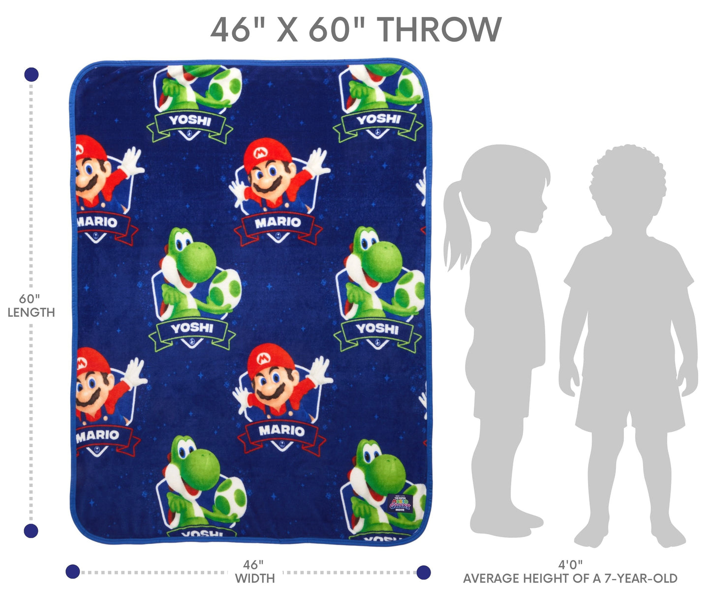 Lightweight Warm Galaxy Movie Kids Blue Print Fleece Throw Blanket, 46 x 60 - Super Soft Reversible Sherpa Flannel Blanket Detail