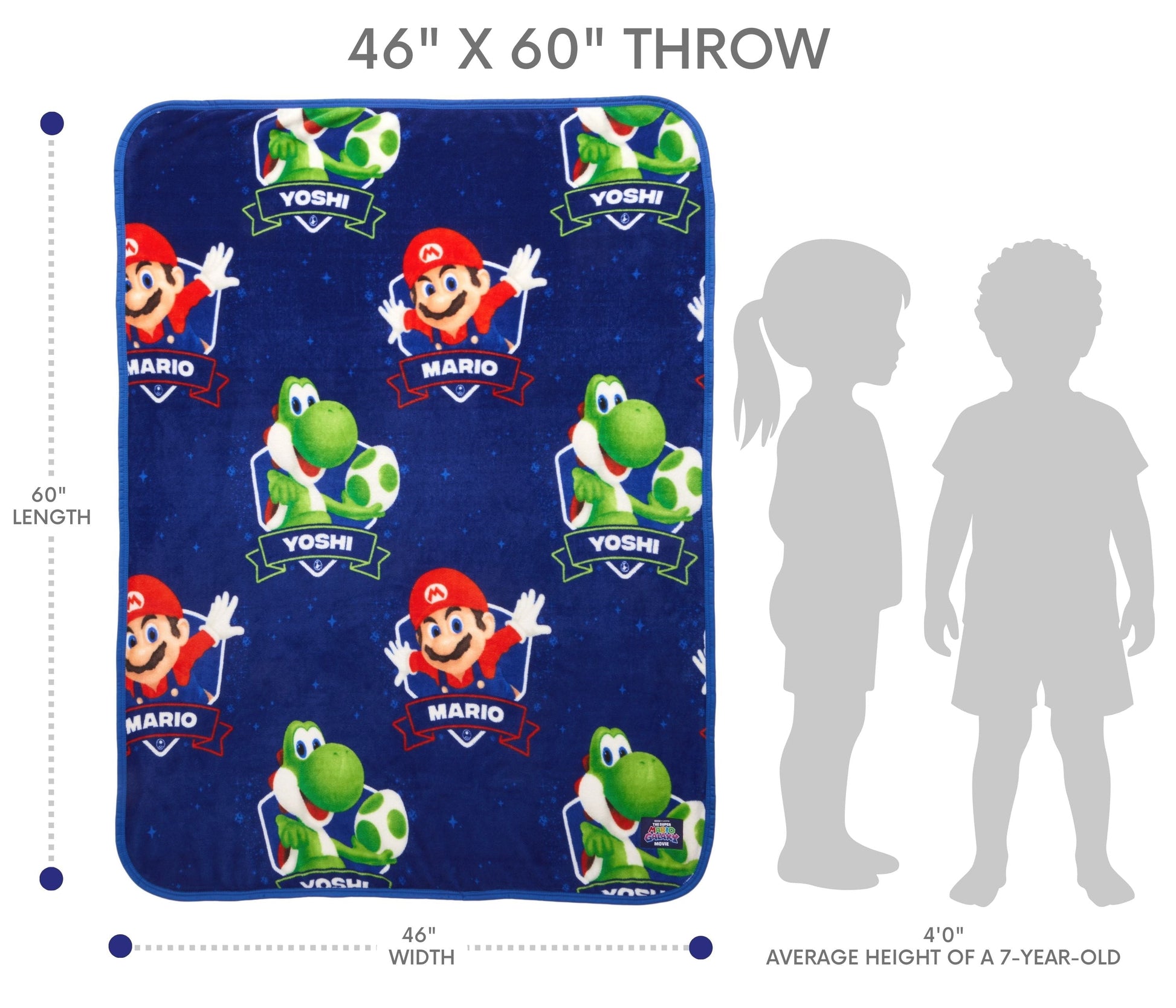 Lightweight Warm Galaxy Movie Kids Blue Print Fleece Throw Blanket, 46 x 60 - Super Soft Reversible Sherpa Flannel Blanket Detail