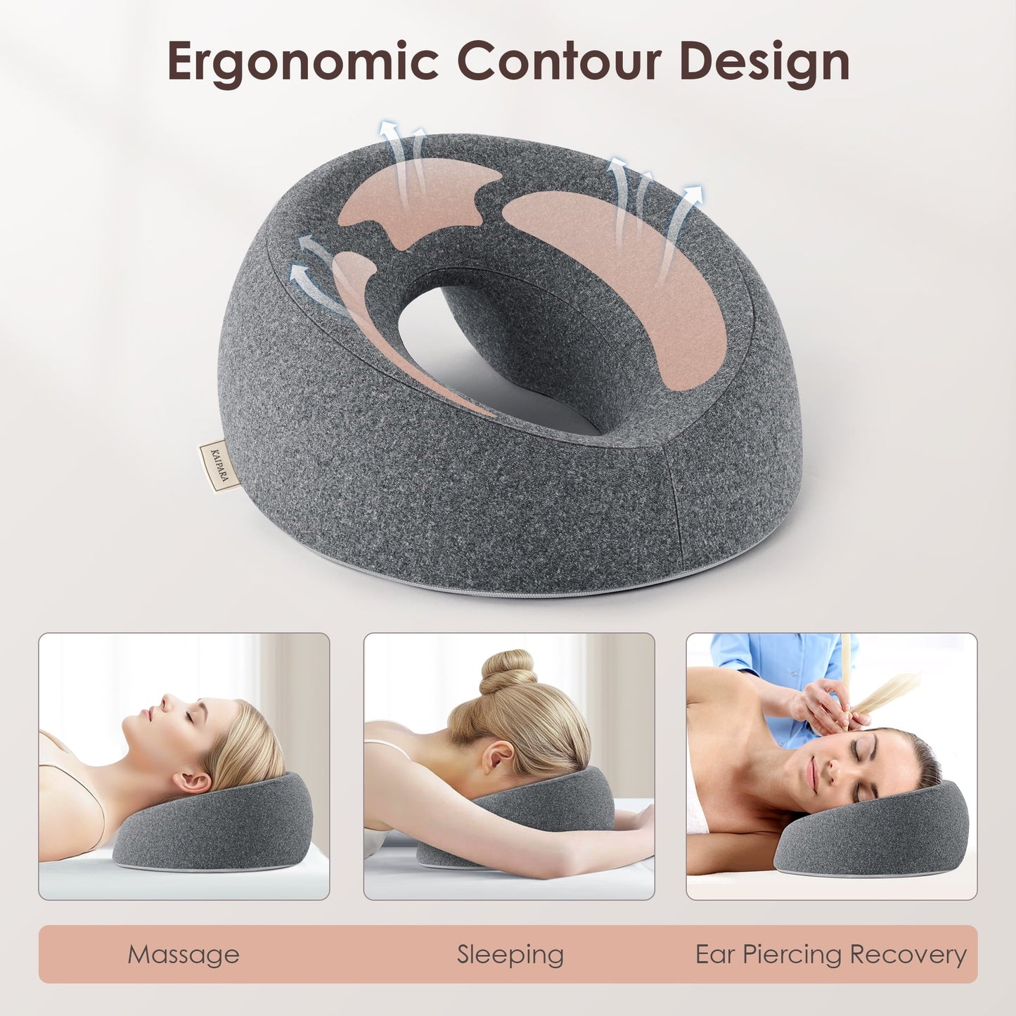 Orthopedic Support Face Down Pillow Massage Headrest for Bed, Memory Foam Pillow Face Cradle Support for Stomach Sleepers, Eye Post-Surg... - Hotel Quality Plush Sleeping Pillows Detail