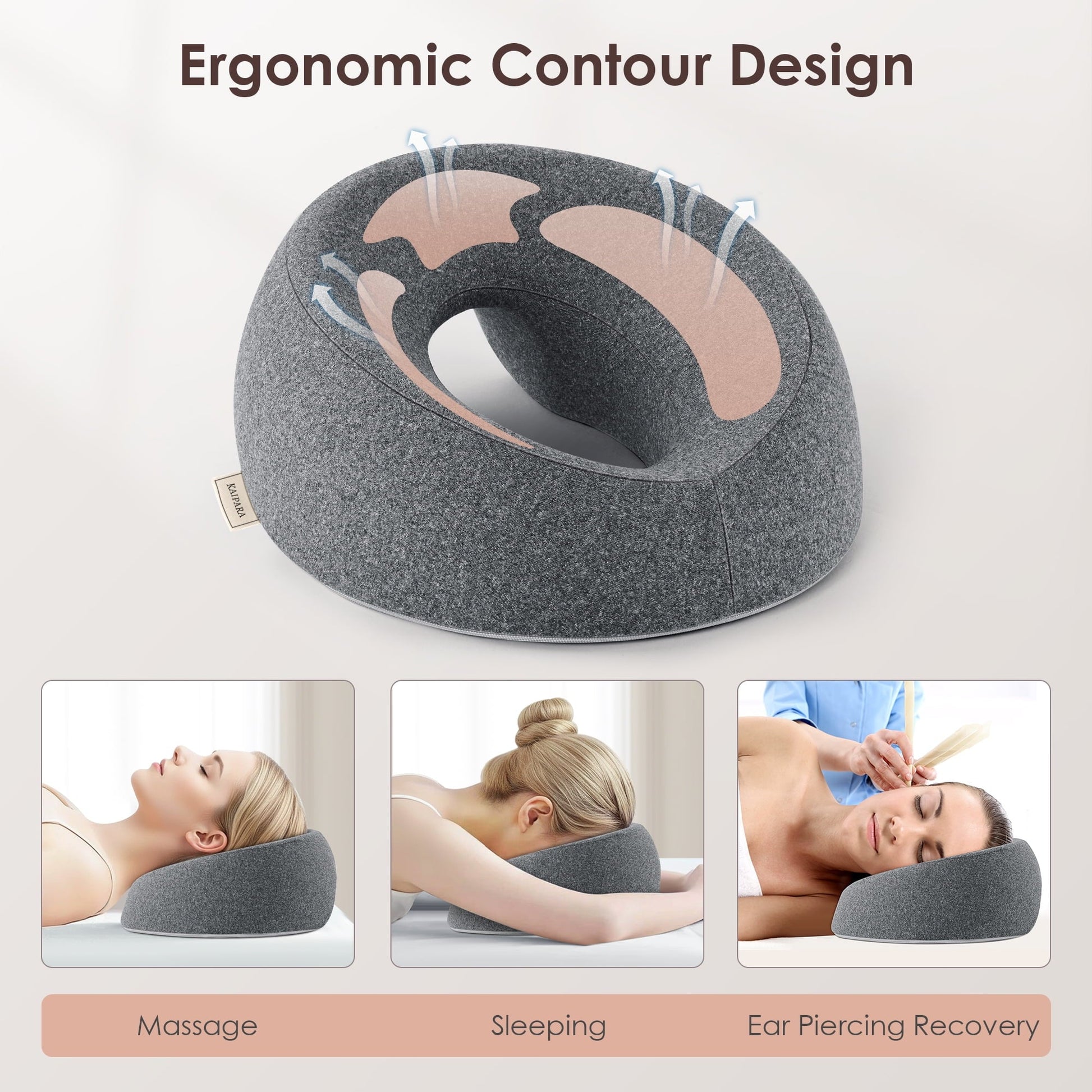 Orthopedic Support Face Down Pillow Massage Headrest for Bed, Memory Foam Pillow Face Cradle Support for Stomach Sleepers, Eye Post-Surg... - Hotel Quality Plush Sleeping Pillows Detail