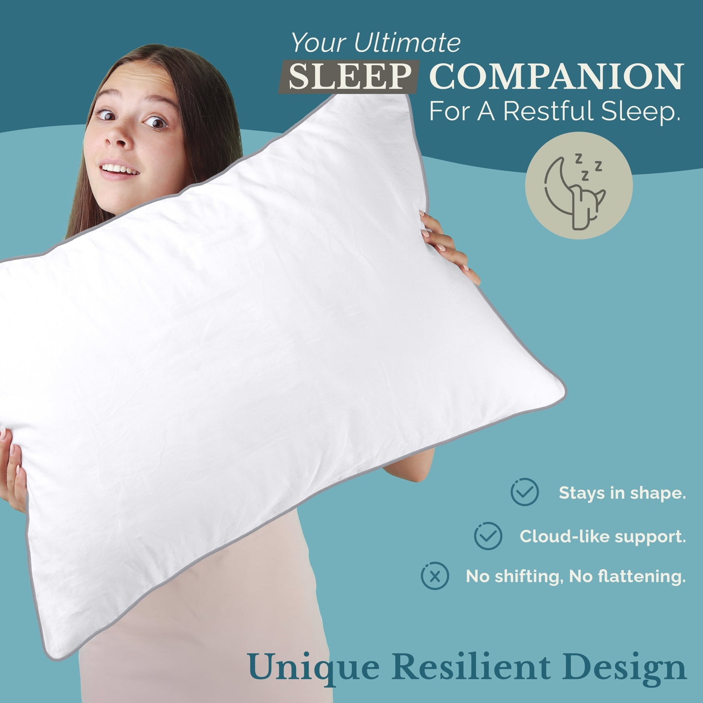 Ergonomic Memory Foam Pillows Standard Size Set of 2 – Standard Pillow, Cooling Comfort, Breathable, Easy Care Machine Washable, Perfect fo... - Hotel Quality Plush Sleeping Pillows Detail