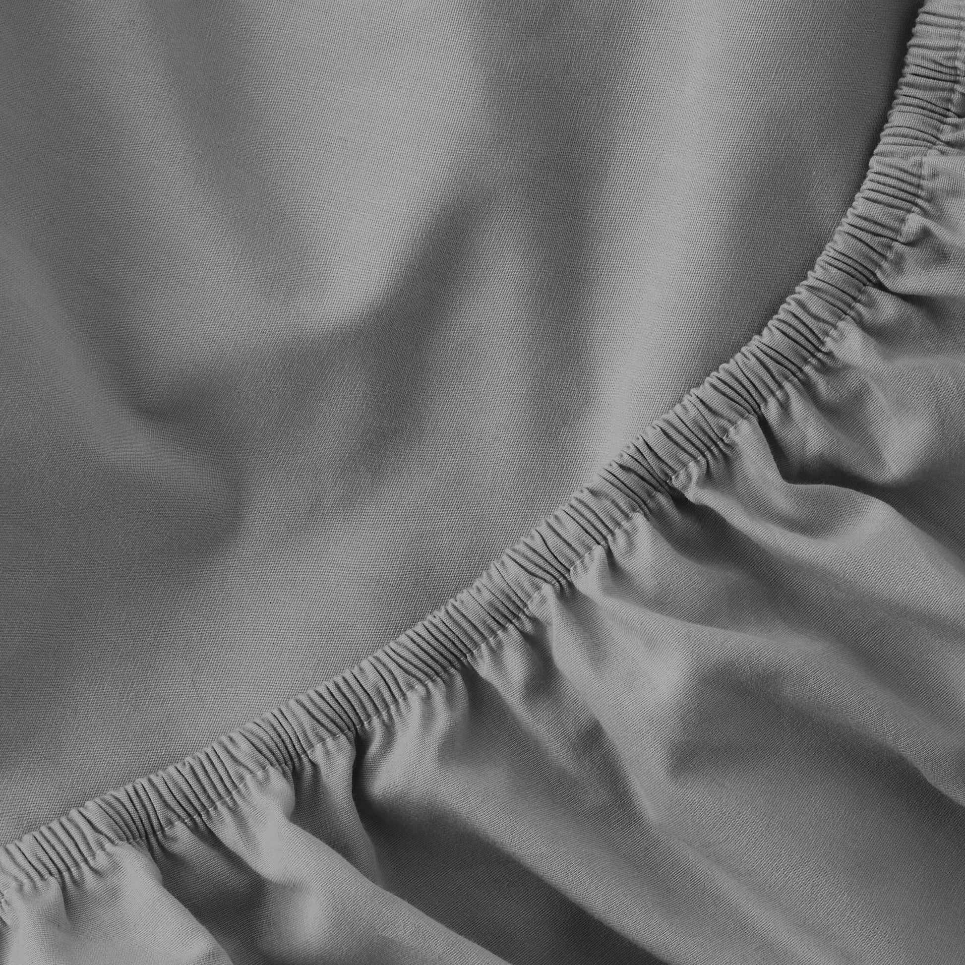 Wrinkle-Resistant Easy Care 300 Thread Count Solid Soothing-Gray CVC Cotton Blend Fitted Sheet, King (Adult) - Luxury Bed Sheet Set with Deep Pockets Detail